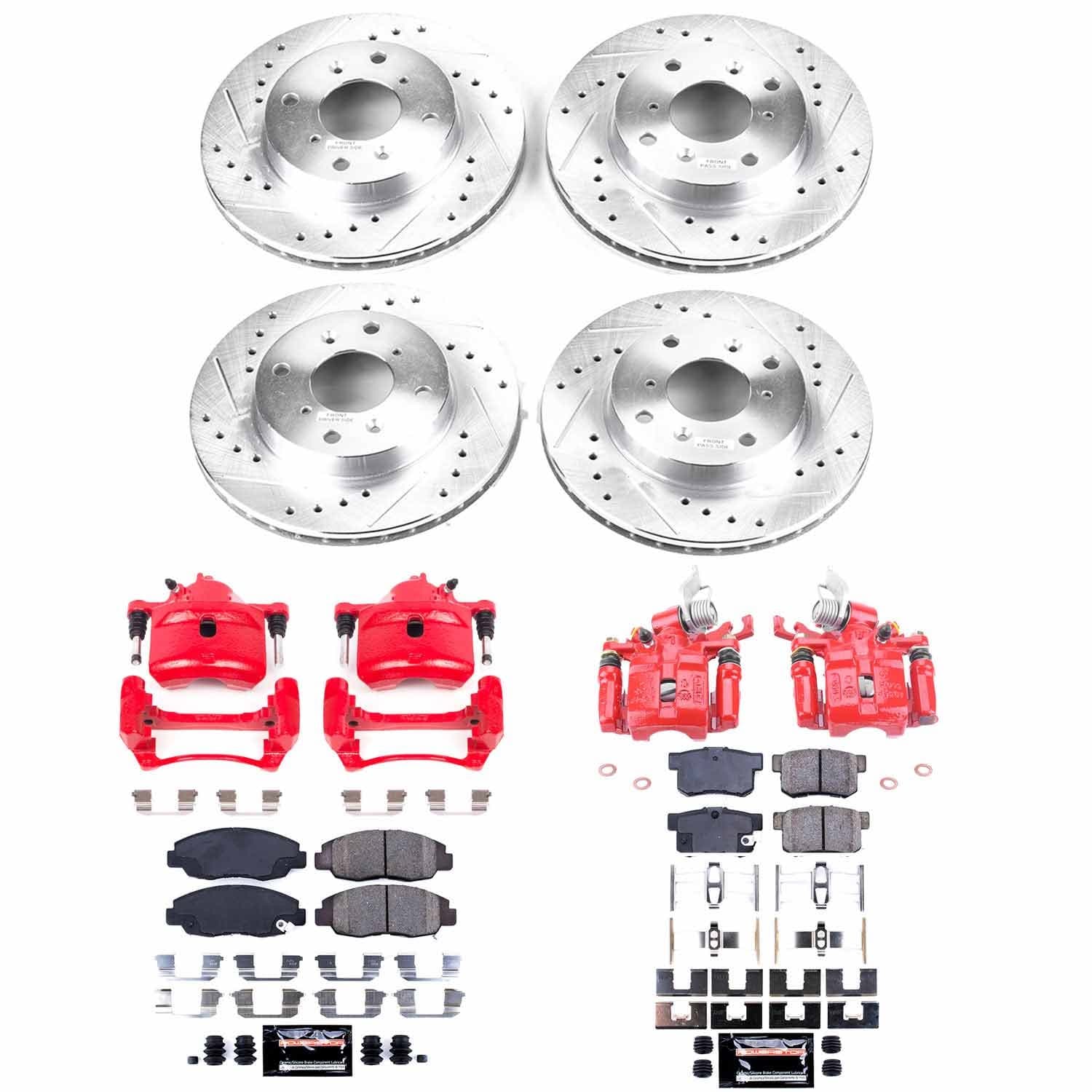 Power Stop - KC1240B - Front and Rear - Disc Brake Pad/Caliper and Rotor Kit image 1