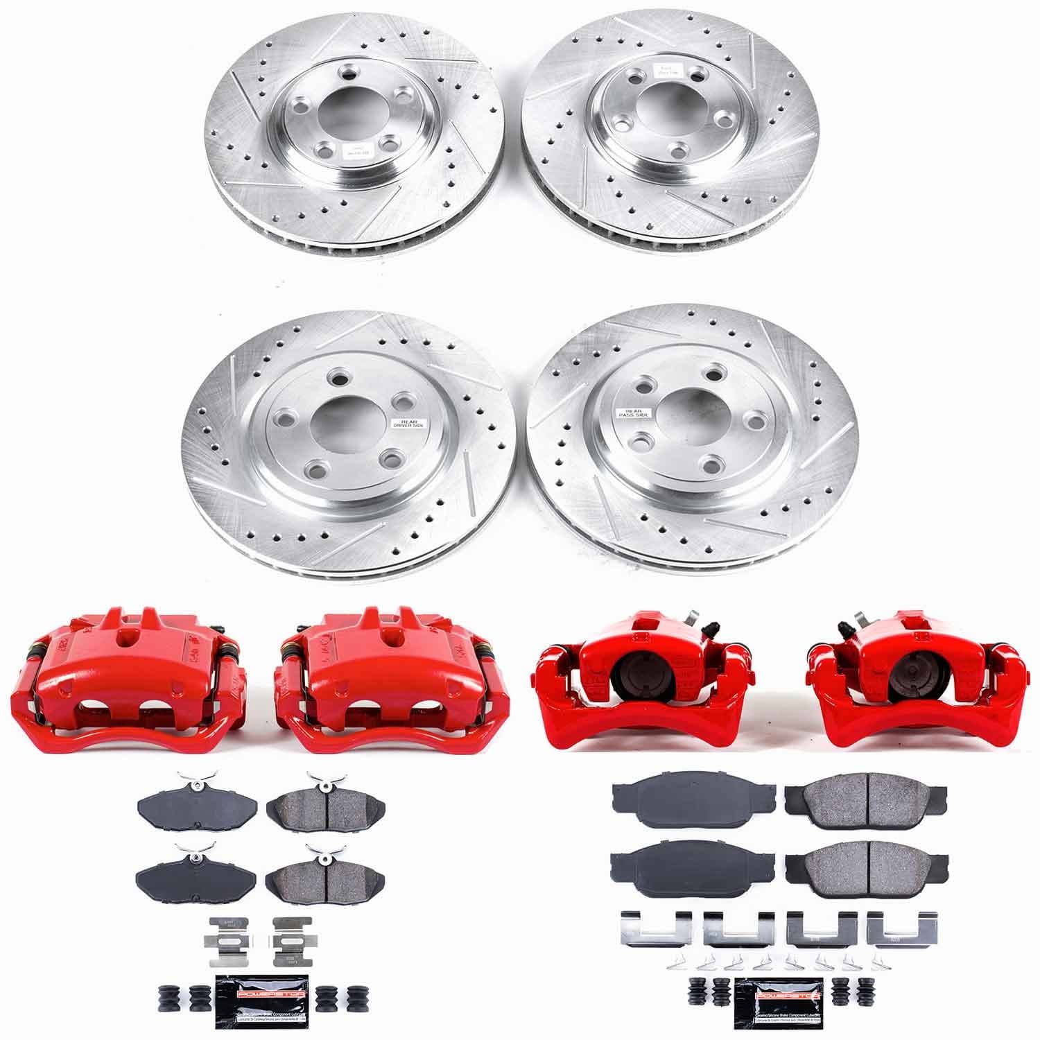 Power Stop - KC1352 - Front and Rear - Disc Brake Pad/Caliper and Rotor Kit image 1