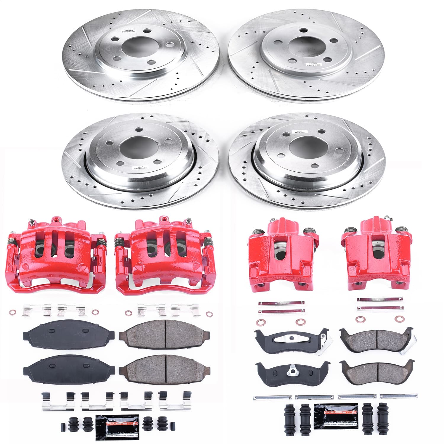 Power Stop - KC1365 - Front and Rear - Disc Brake Pad/Caliper and Rotor Kit image 1