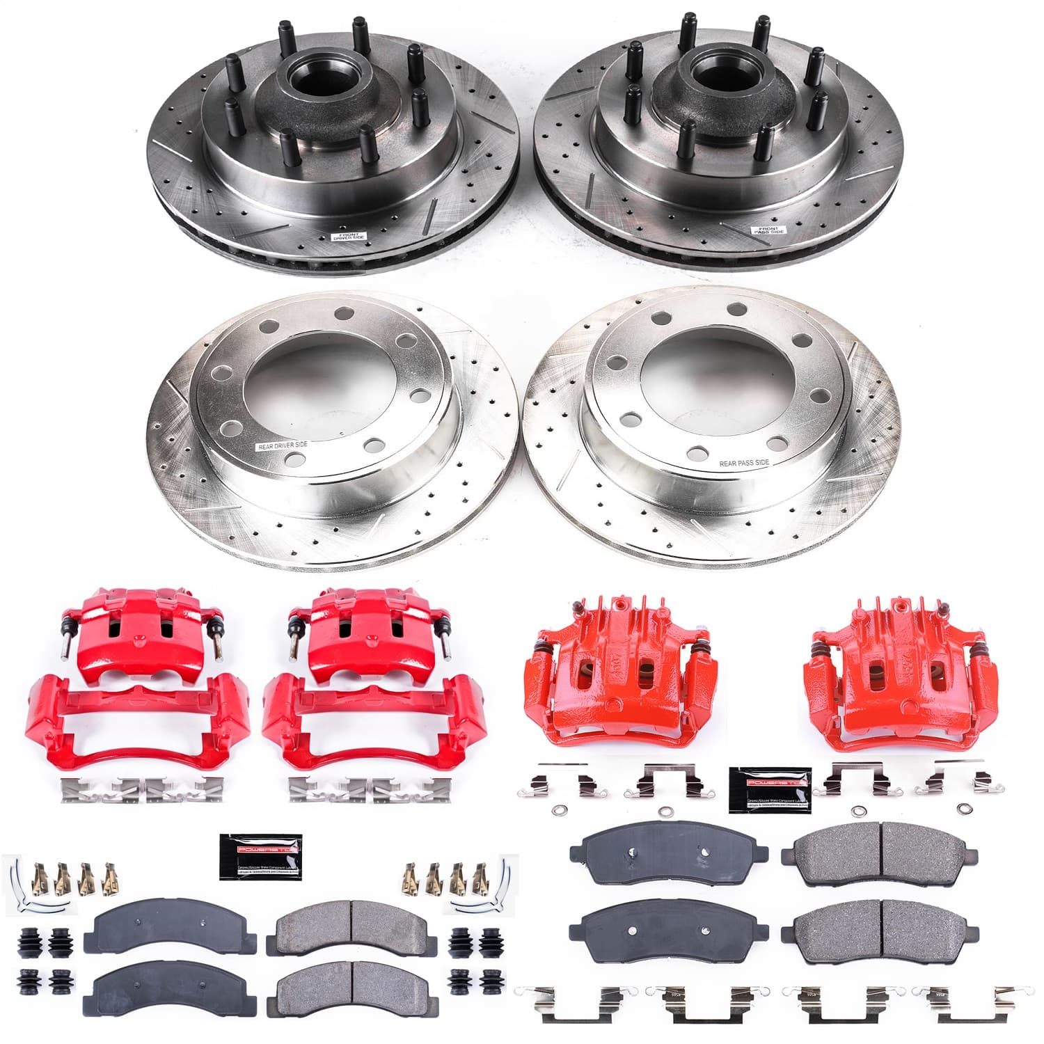 Power Stop - KC1393 - Front and Rear - Disc Brake Pad/Caliper and Rotor Kit image 1