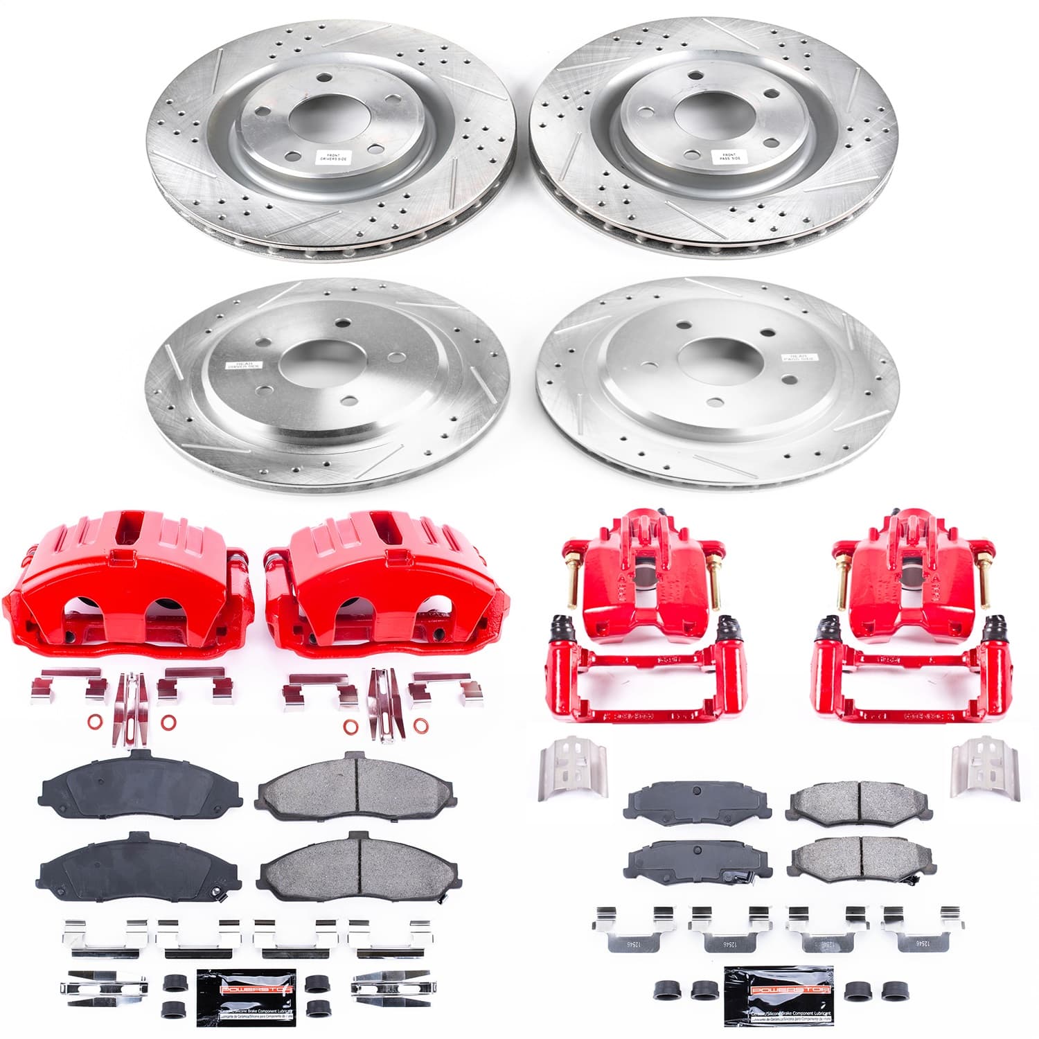 Power Stop - KC1418B - Front and Rear - Disc Brake Pad/Caliper and Rotor Kit image 1
