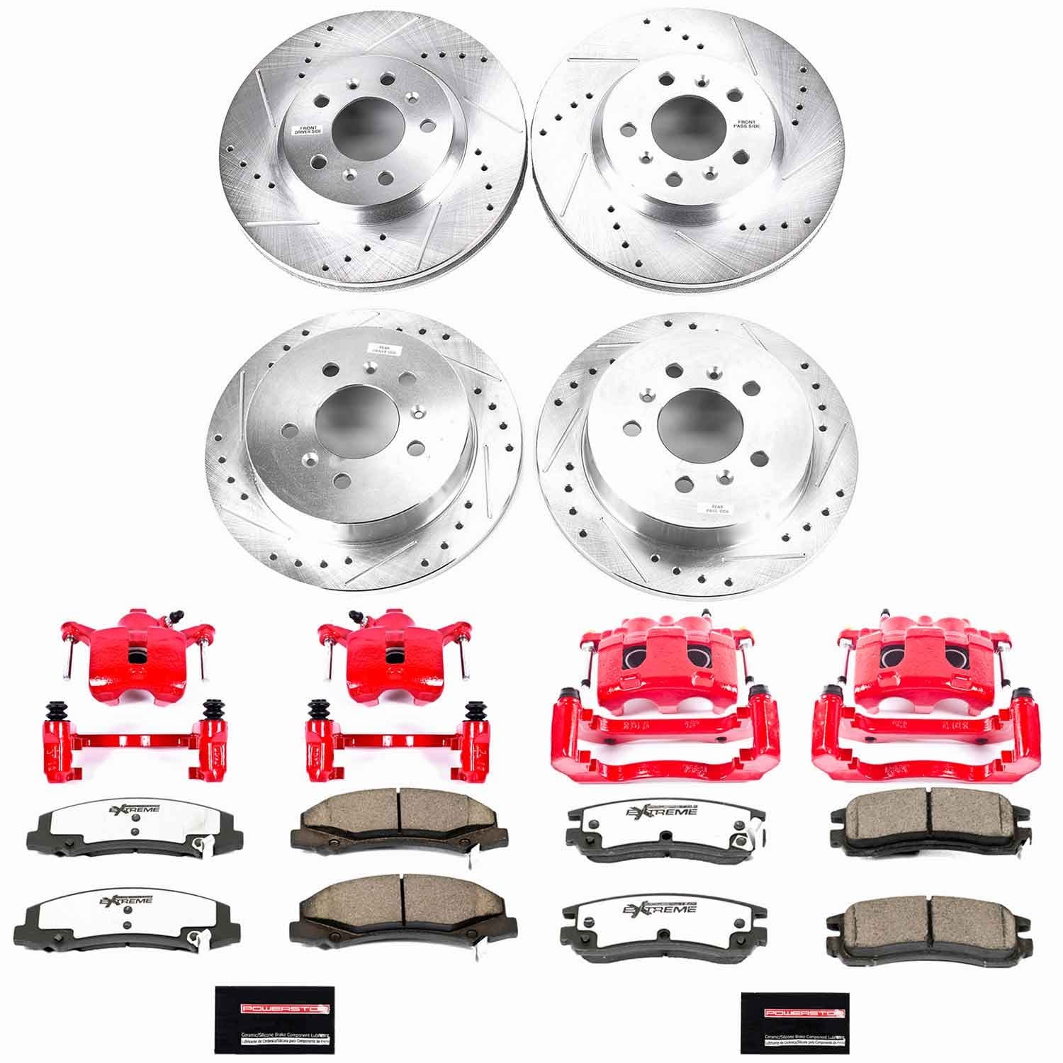 Power Stop - KC1438-26 - Front and Rear - Disc Brake Pad/Caliper and Rotor Kit image 1