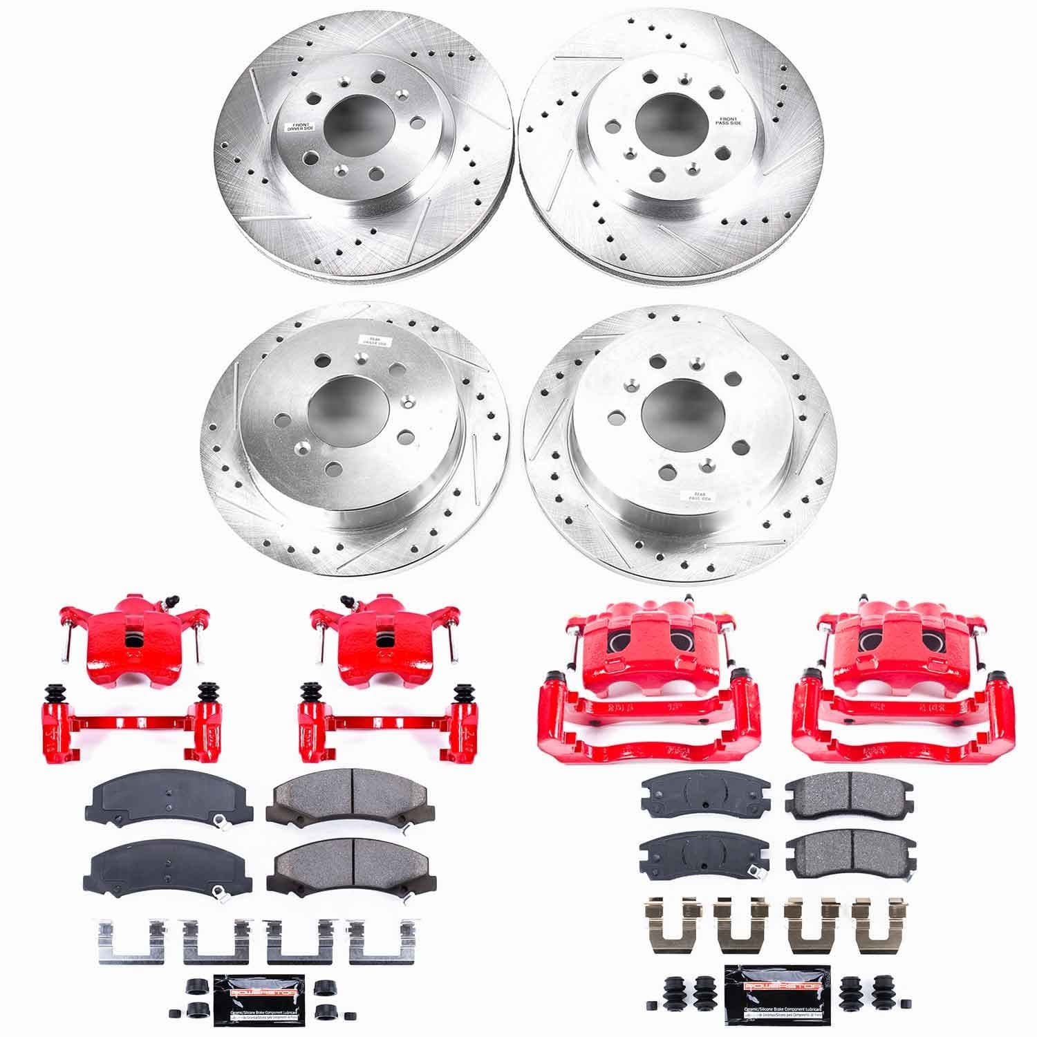 Power Stop - KC1438 - Front and Rear - Disc Brake Pad/Caliper and Rotor Kit image 1