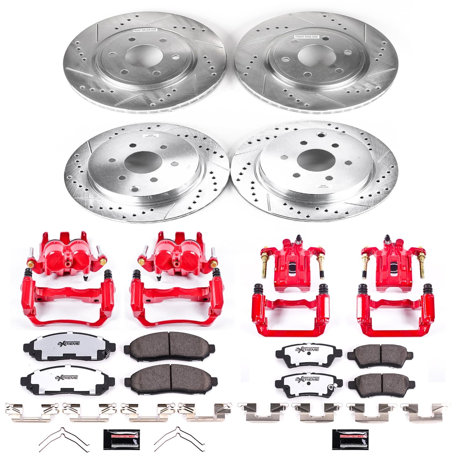 Power Stop - KC144-36 - Front and Rear - Disc Brake Pad/Caliper and Rotor Kit image 1