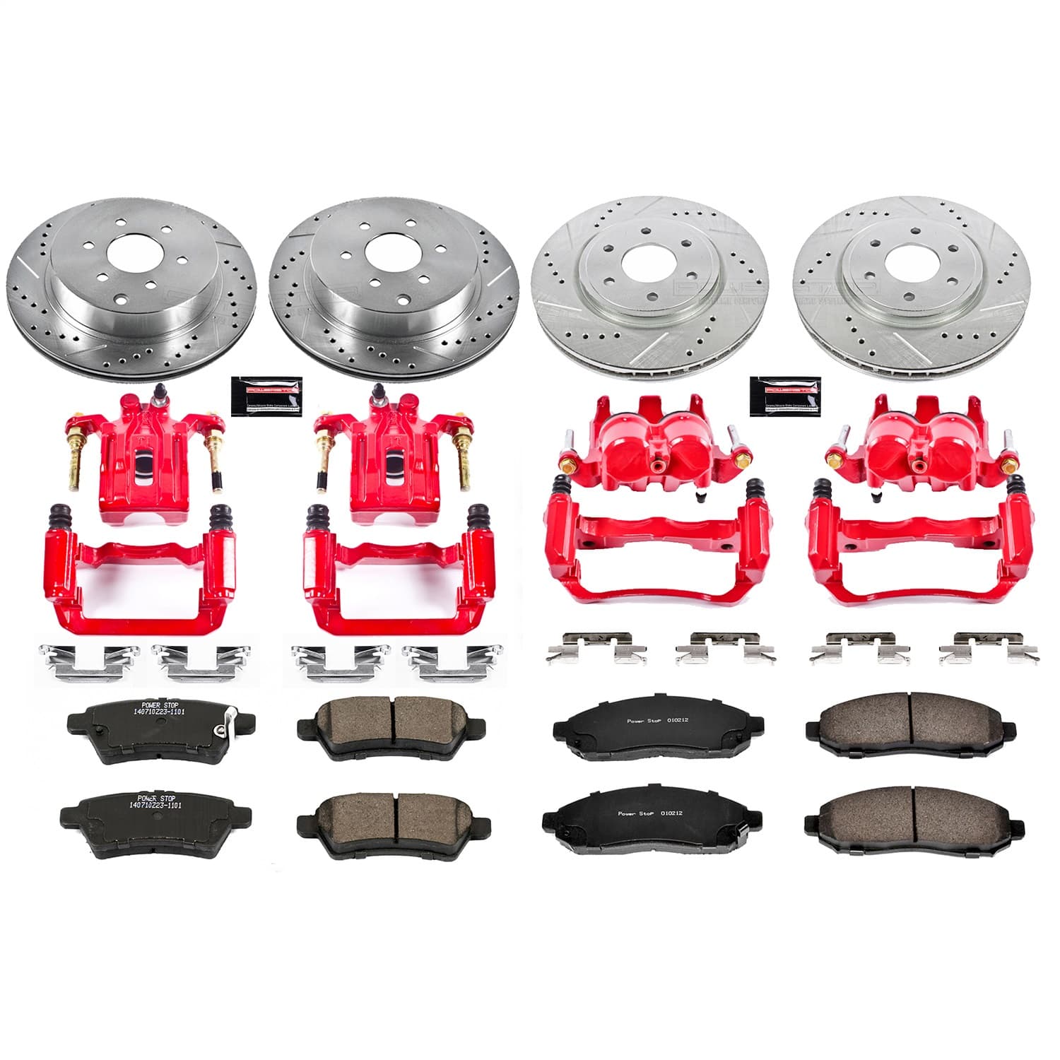 Power Stop - KC144 - Front and Rear - Disc Brake Pad/Caliper and Rotor Kit image 1