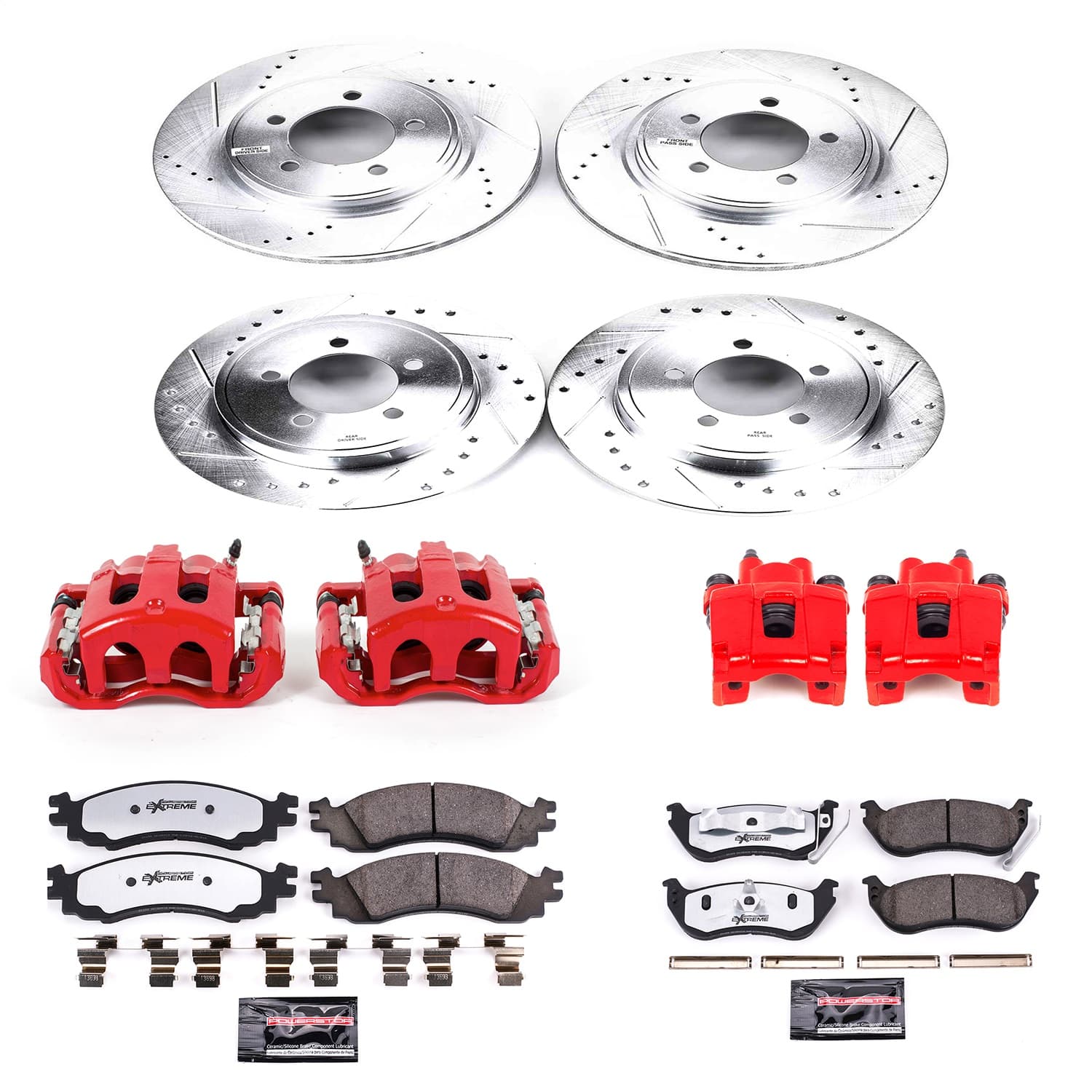 Power Stop - KC1443-36 - Front and Rear - Disc Brake Pad/Caliper and Rotor Kit image 1