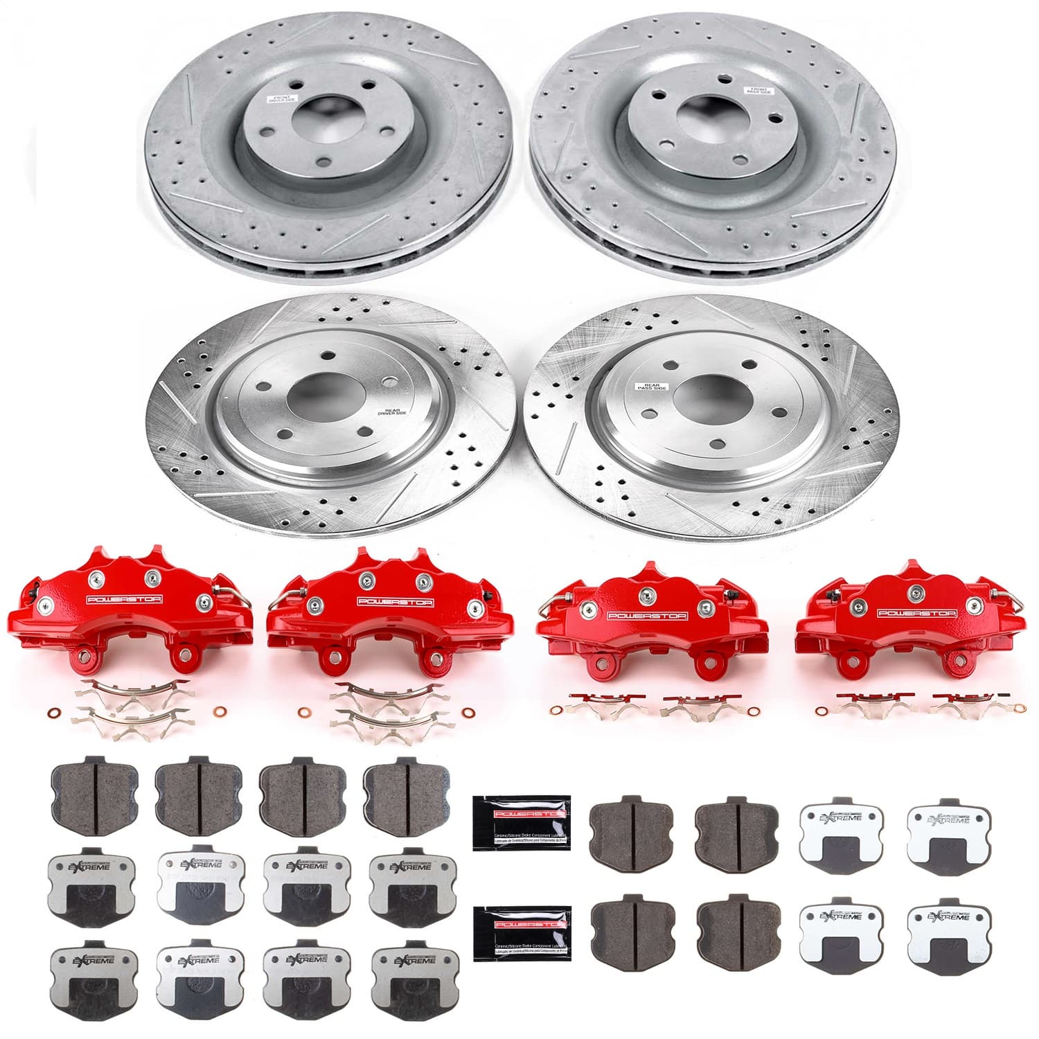 Power Stop - KC1445-26 - Front and Rear - Disc Brake Pad/Caliper and Rotor Kit image 1