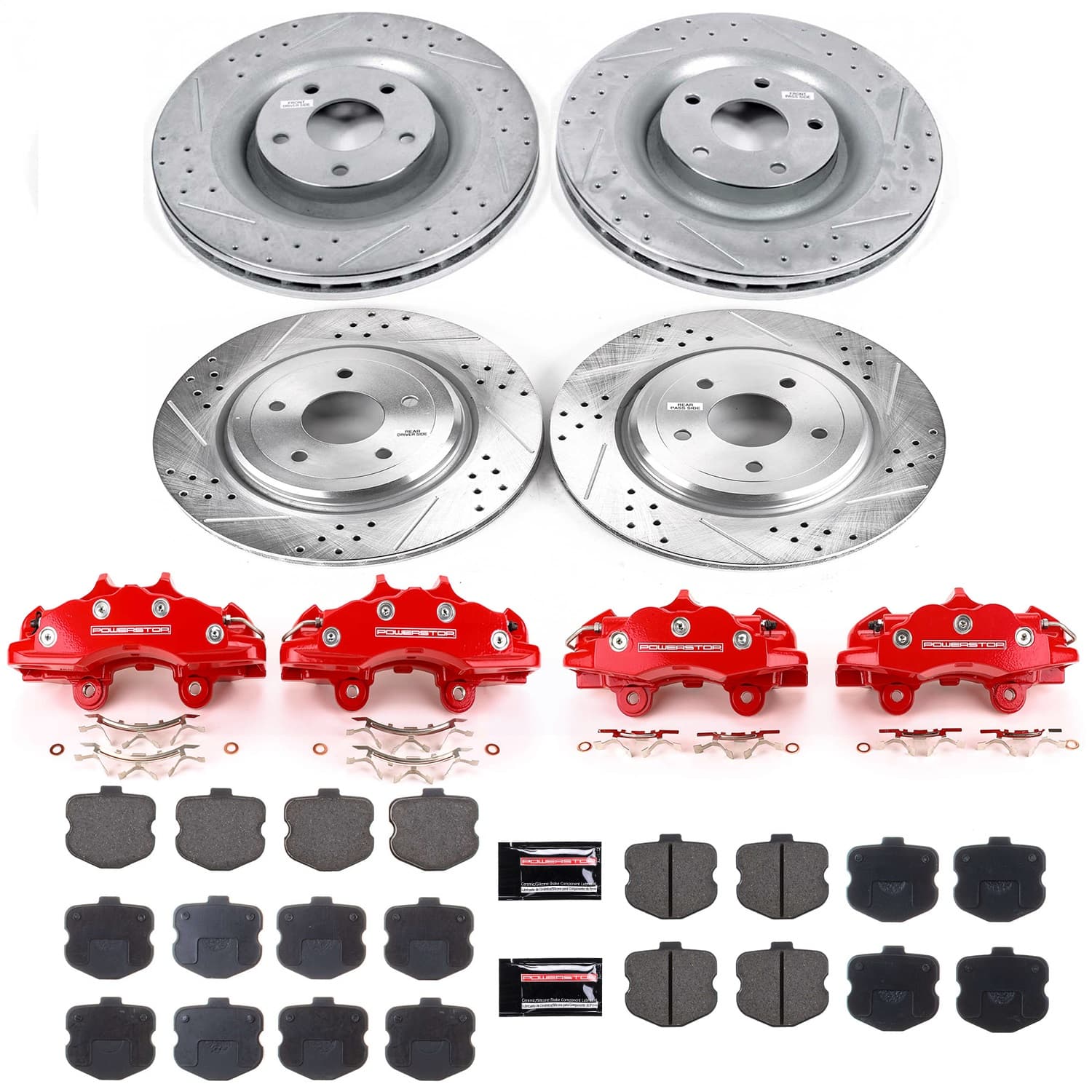 Power Stop - KC1445 - Front and Rear - Disc Brake Pad/Caliper and Rotor Kit image 1