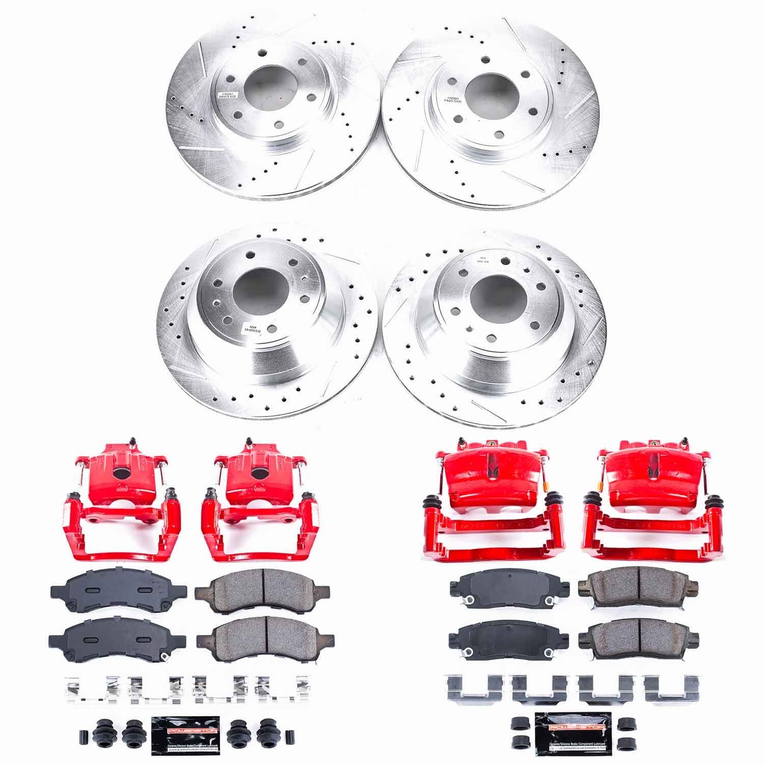 Power Stop - KC1454 - Front and Rear - Disc Brake Pad/Caliper and Rotor Kit image 1