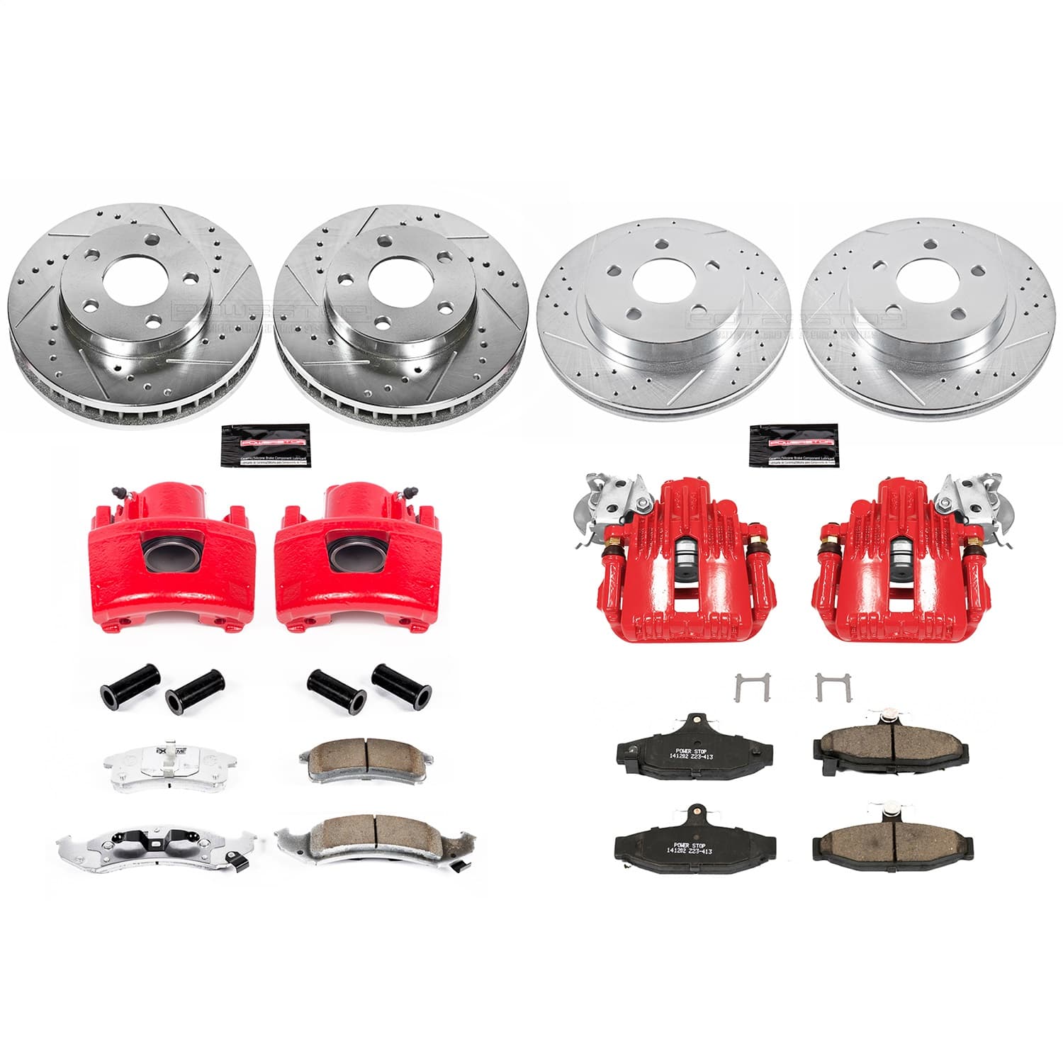 Power Stop - KC1535 - Front and Rear - Disc Brake Pad/Caliper and Rotor Kit image 1