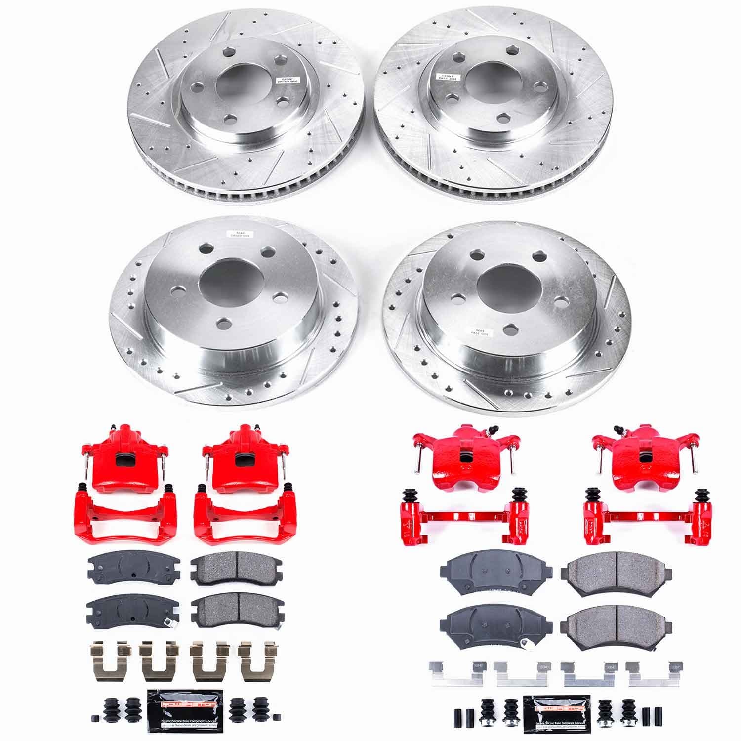 Power Stop - KC1544 - Front and Rear - Disc Brake Pad/Caliper and Rotor Kit image 1