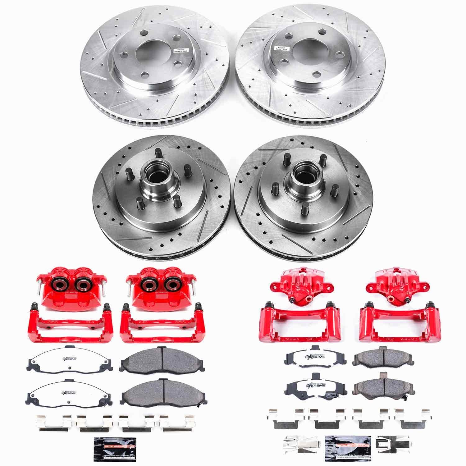 Power Stop - KC1548-26 - Front and Rear - Disc Brake Pad/Caliper and Rotor Kit image 1