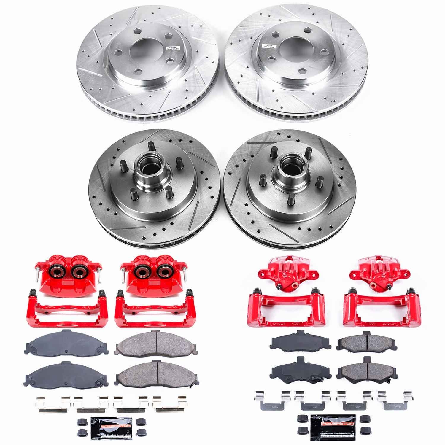 Power Stop - KC1548 - Front and Rear - Disc Brake Pad/Caliper and Rotor Kit image 1