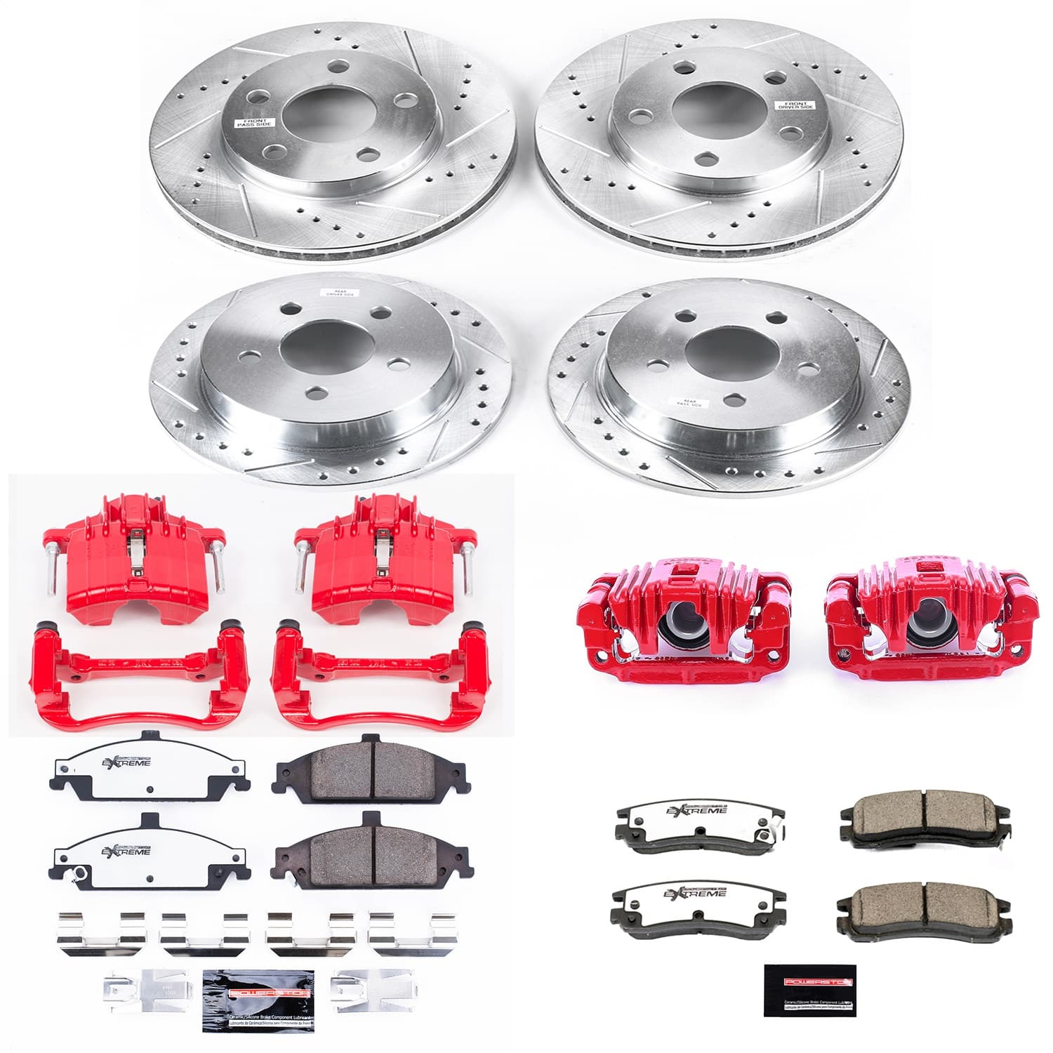 Power Stop - KC1552-26 - Front and Rear - Disc Brake Pad/Caliper and Rotor Kit image 1