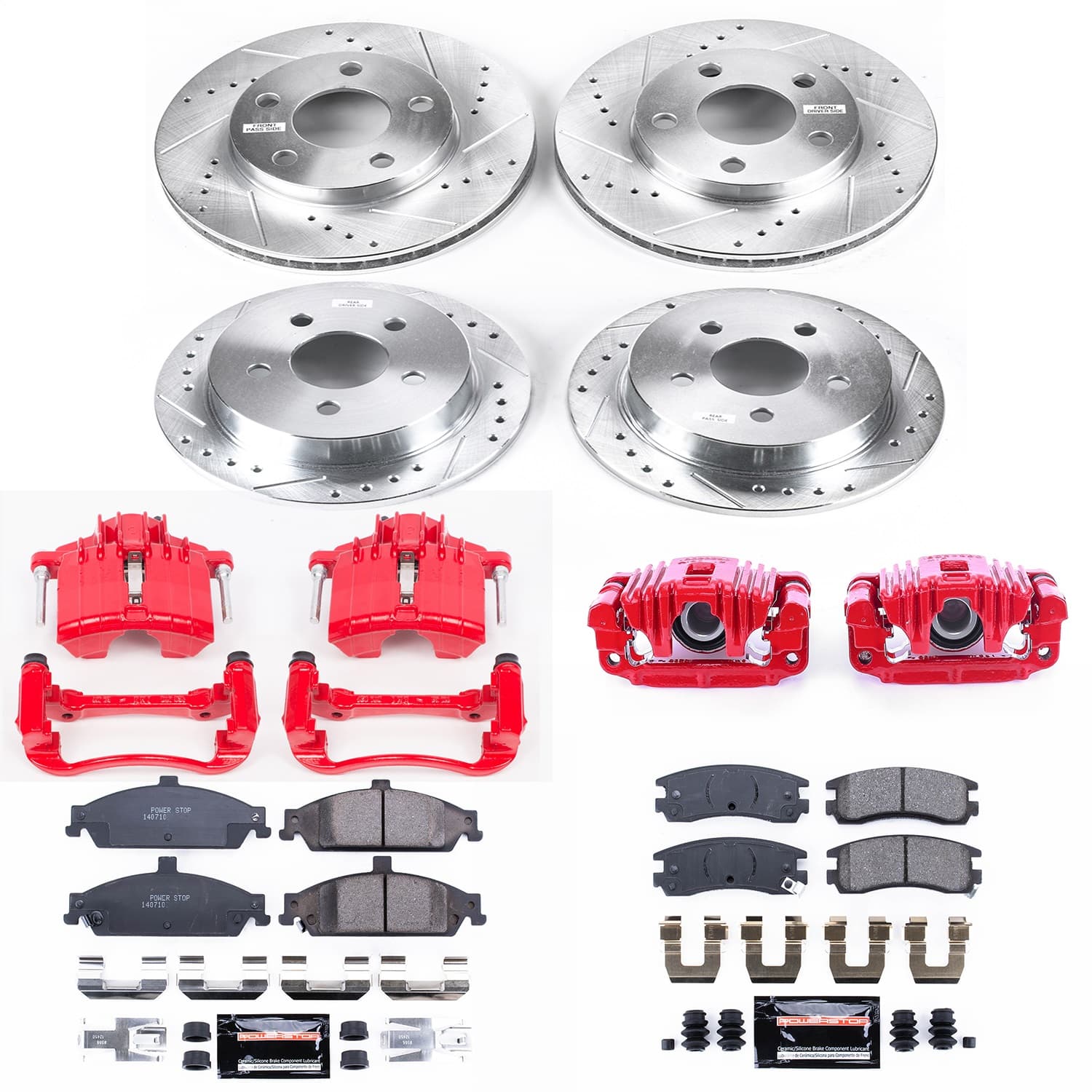 Power Stop - KC1552 - Front and Rear - Disc Brake Pad/Caliper and Rotor Kit image 1