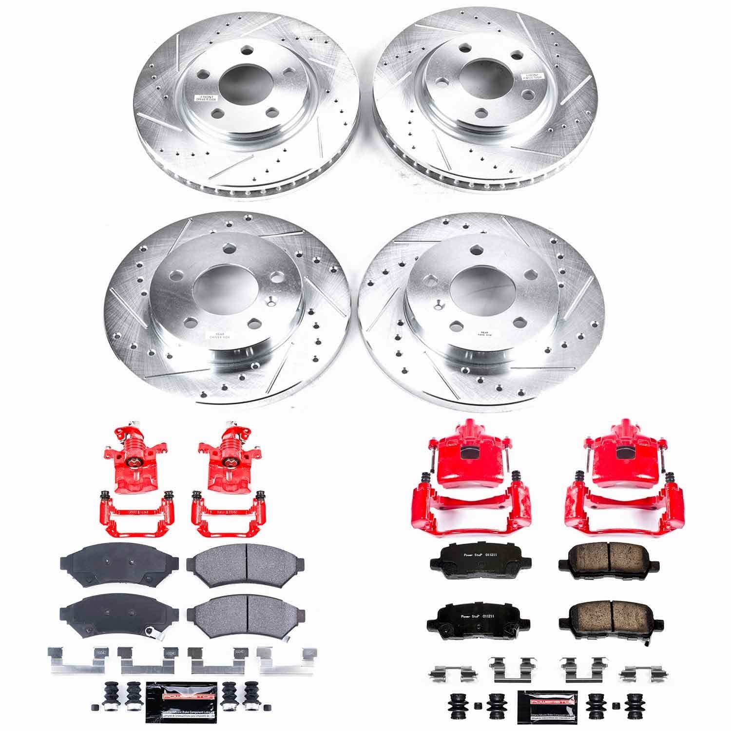 Power Stop - KC1589 - Front and Rear - Disc Brake Pad/Caliper and Rotor Kit image 1