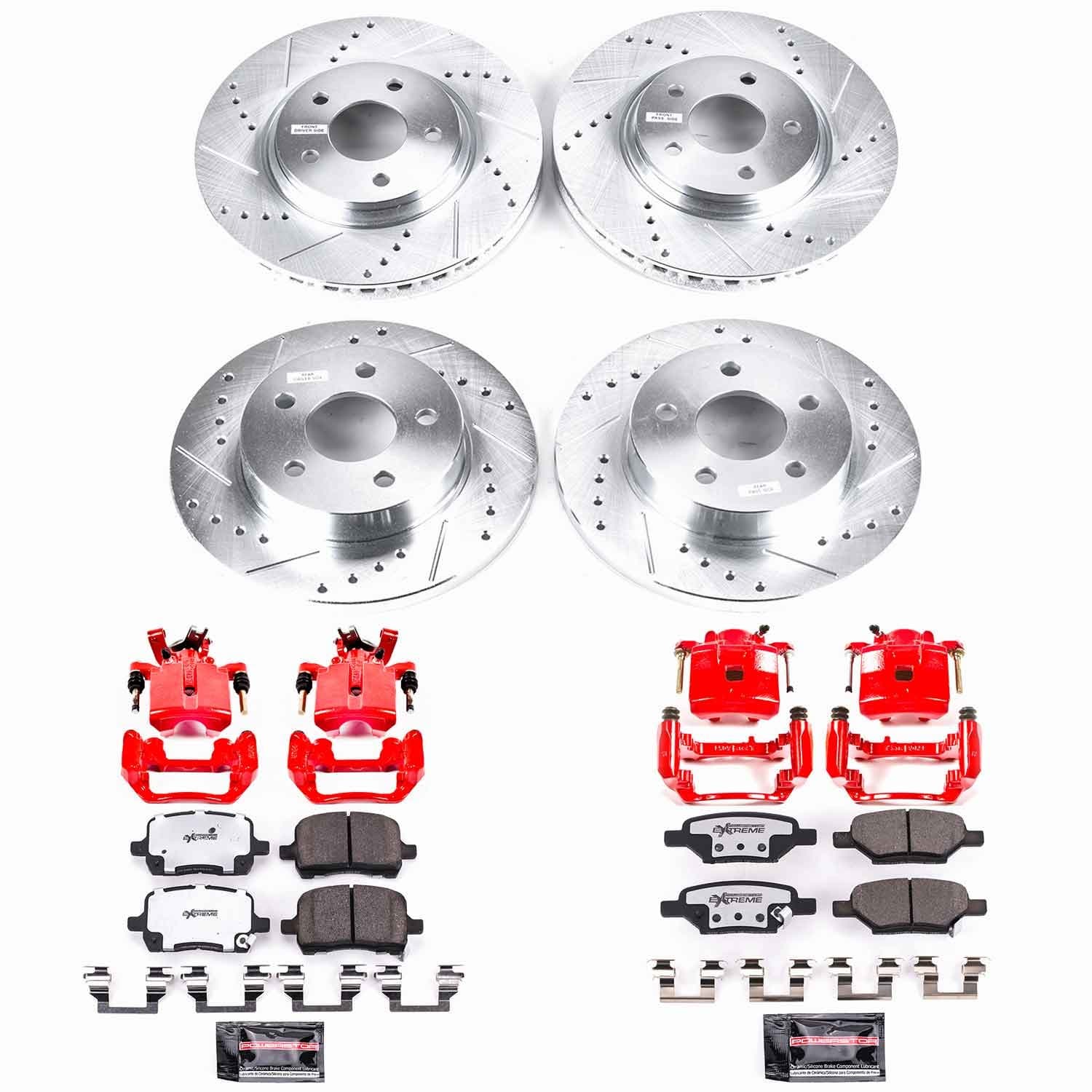 Power Stop - KC1612-26 - Front and Rear - Disc Brake Pad/Caliper and Rotor Kit image 1