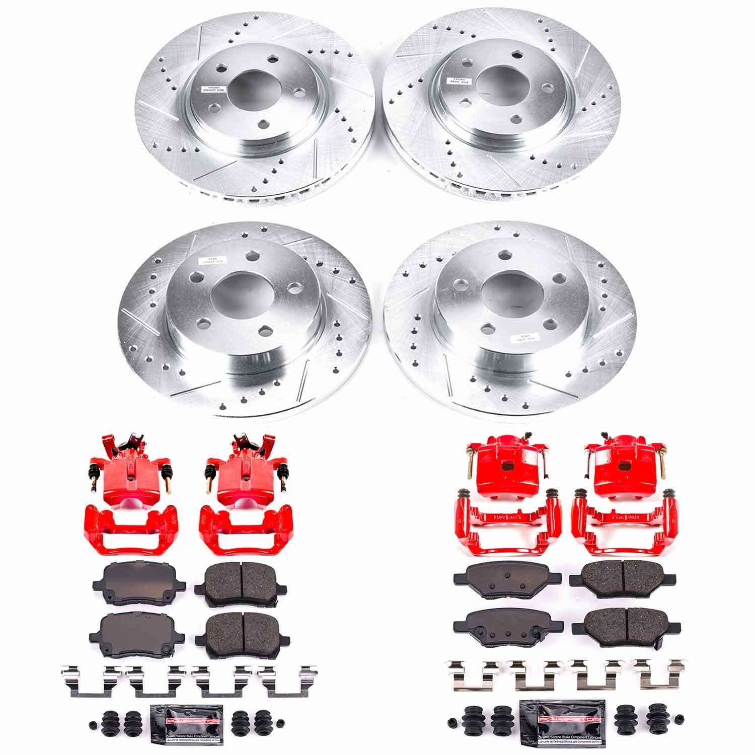 Power Stop - KC1612 - Front and Rear - Disc Brake Pad/Caliper and Rotor Kit image 1