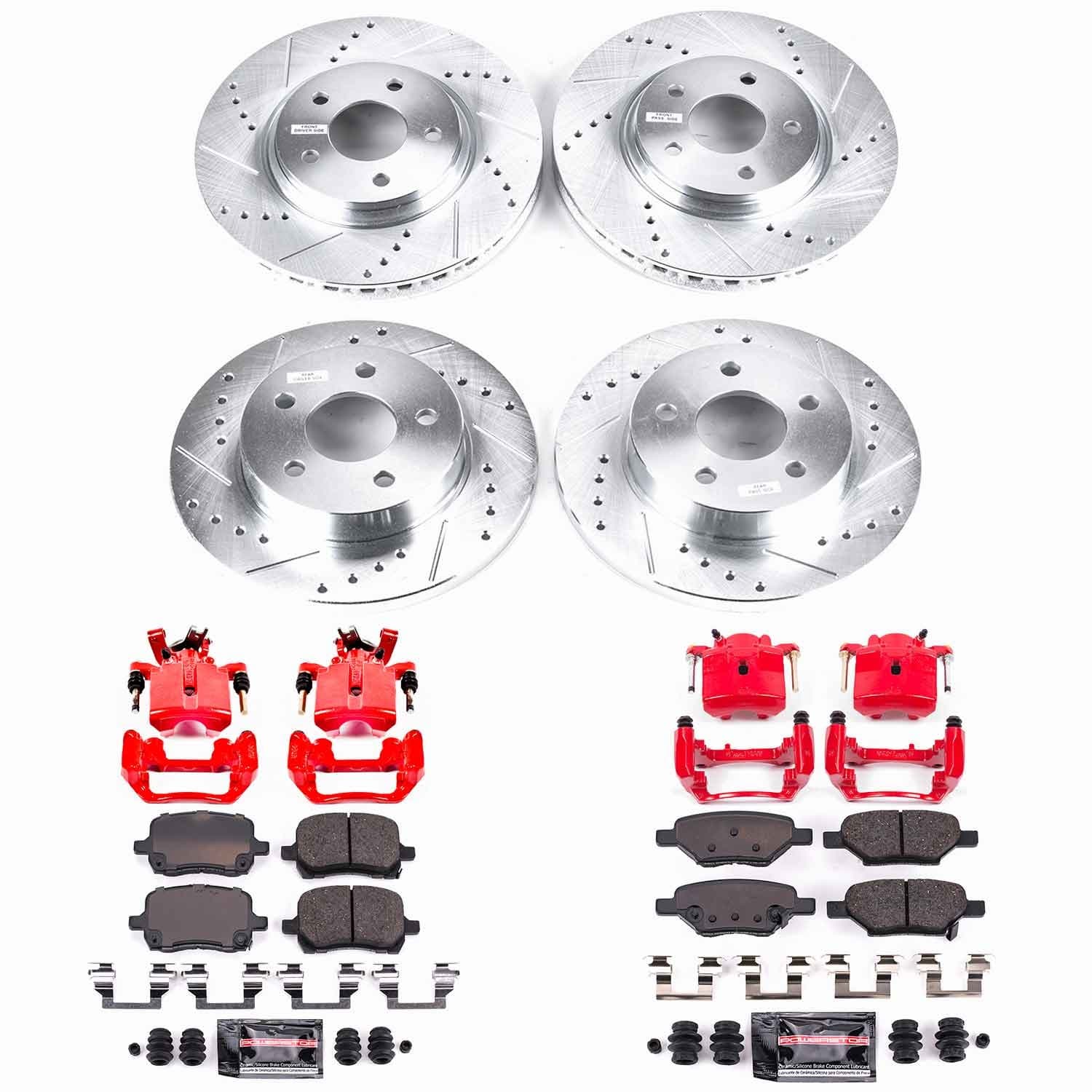 Power Stop - KC1612A - Front and Rear - Disc Brake Pad/Caliper and Rotor Kit image 1