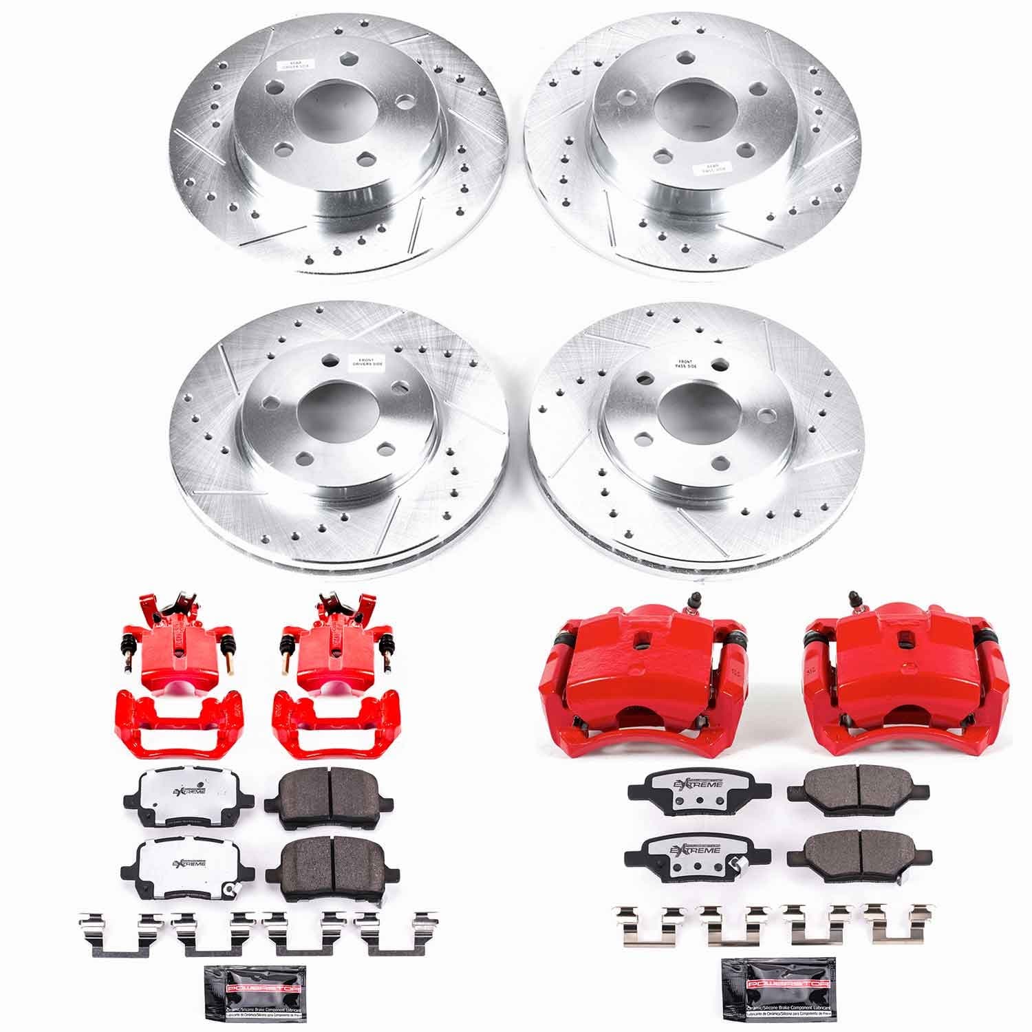Power Stop - KC1618-26 - Front and Rear - Disc Brake Pad/Caliper and Rotor Kit image 1