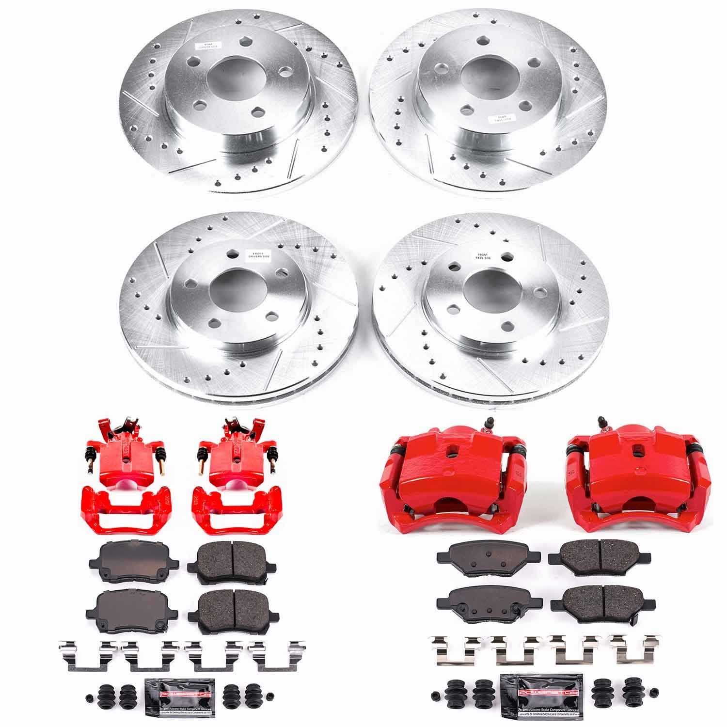 Power Stop - KC1618 - Front and Rear - Disc Brake Pad/Caliper and Rotor Kit image 1