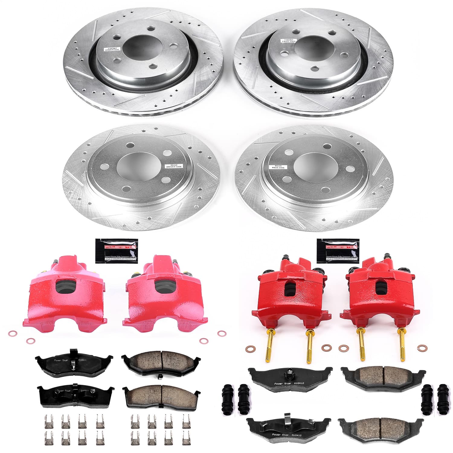 Power Stop - KC1701 - Front and Rear - Disc Brake Pad/Caliper and Rotor Kit image 1