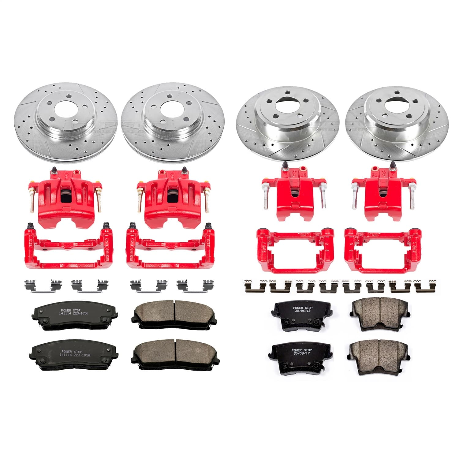 Power Stop - KC1715 - Front and Rear - Disc Brake Pad/Caliper and Rotor Kit image 1