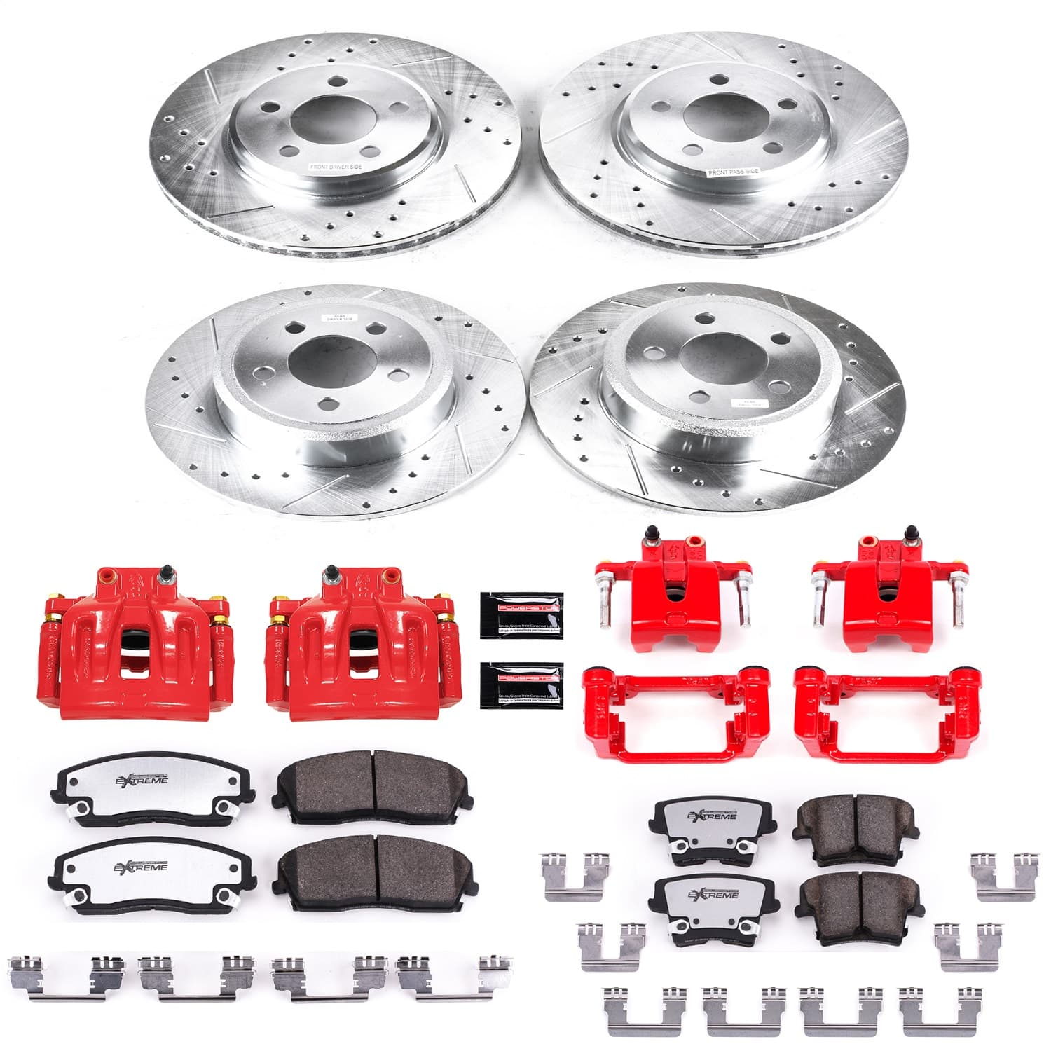 Power Stop - KC1715A-26 - Front and Rear - Disc Brake Pad/Caliper and Rotor Kit image 1