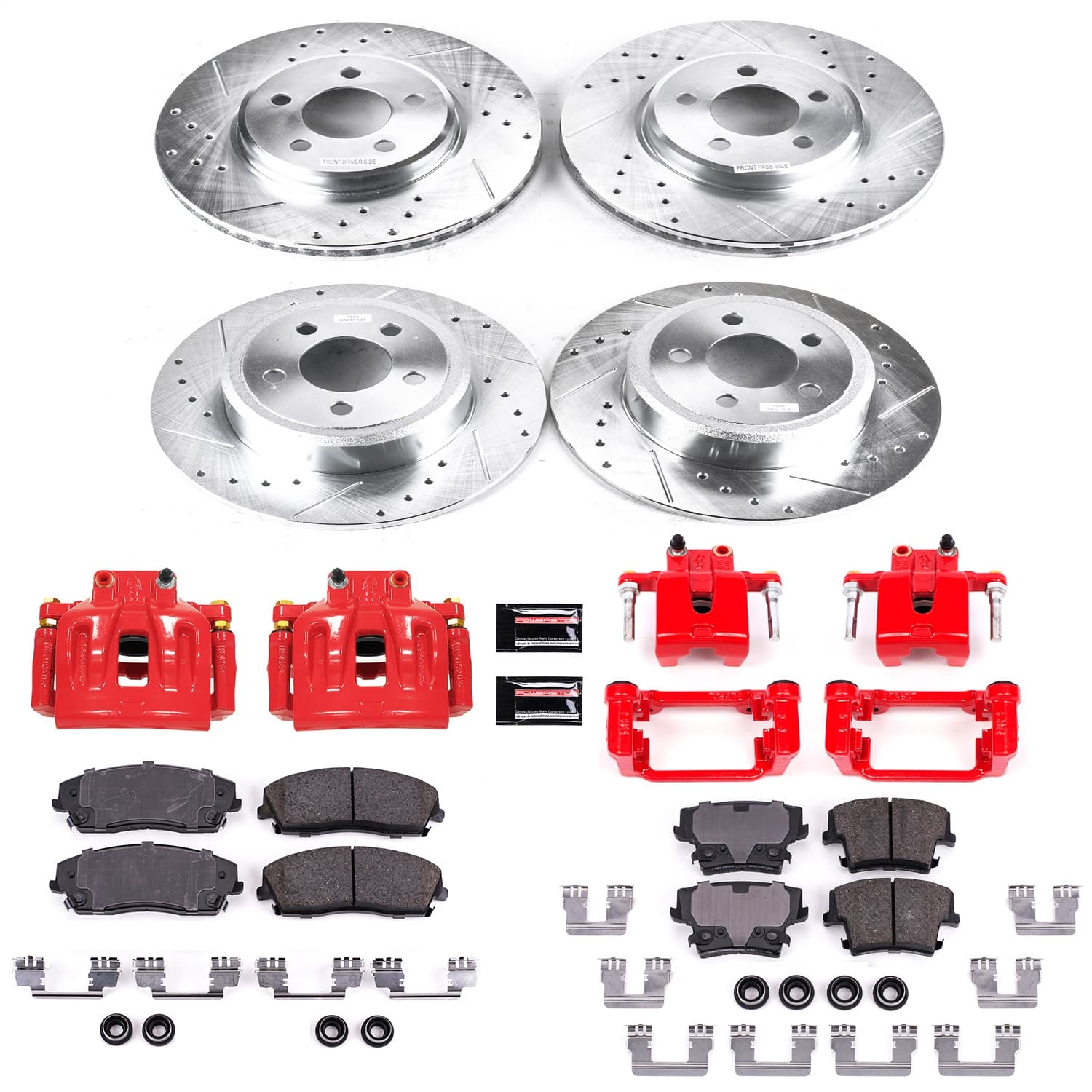 Power Stop - KC1715A - Front and Rear - Disc Brake Pad/Caliper and Rotor Kit image 1