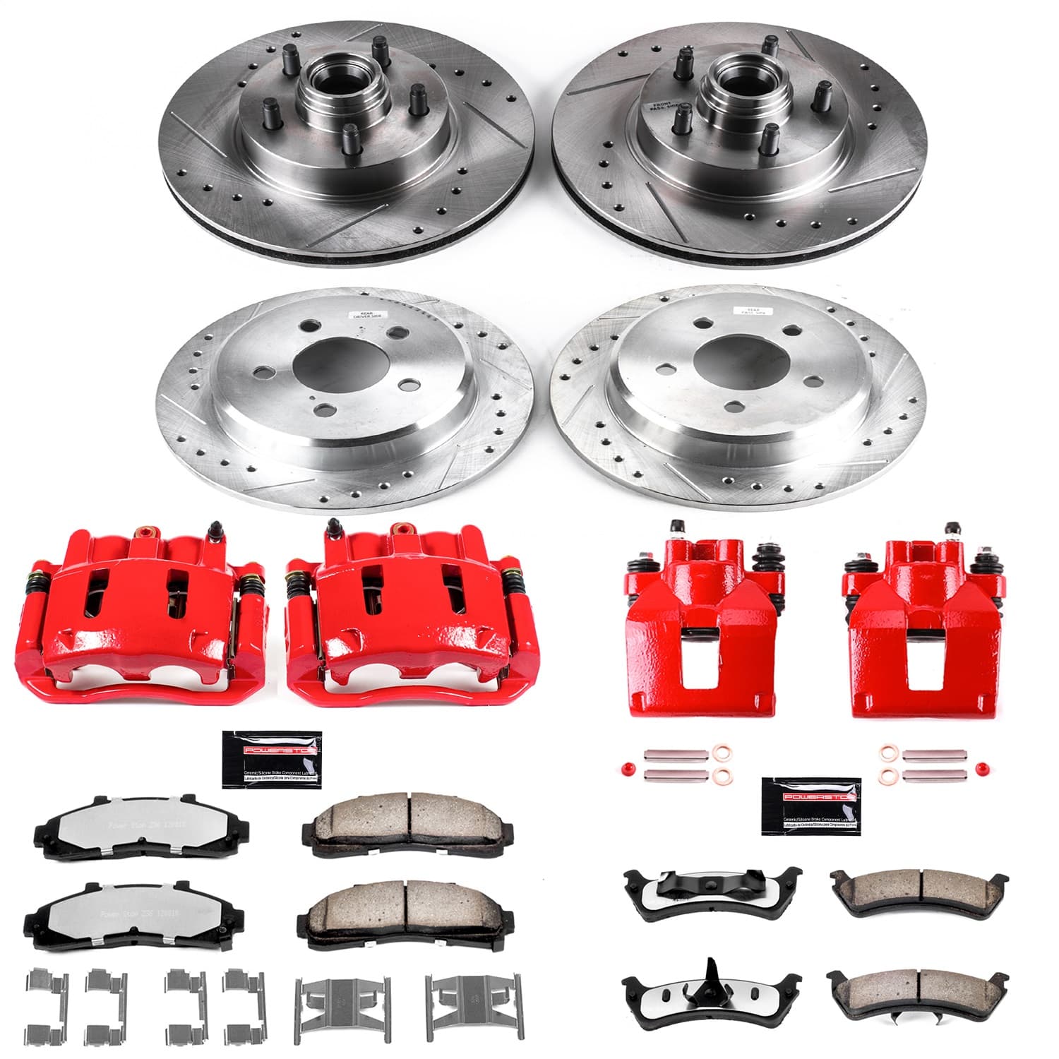 Power Stop - KC1855-36 - Front and Rear - Disc Brake Pad/Caliper and Rotor Kit image 1