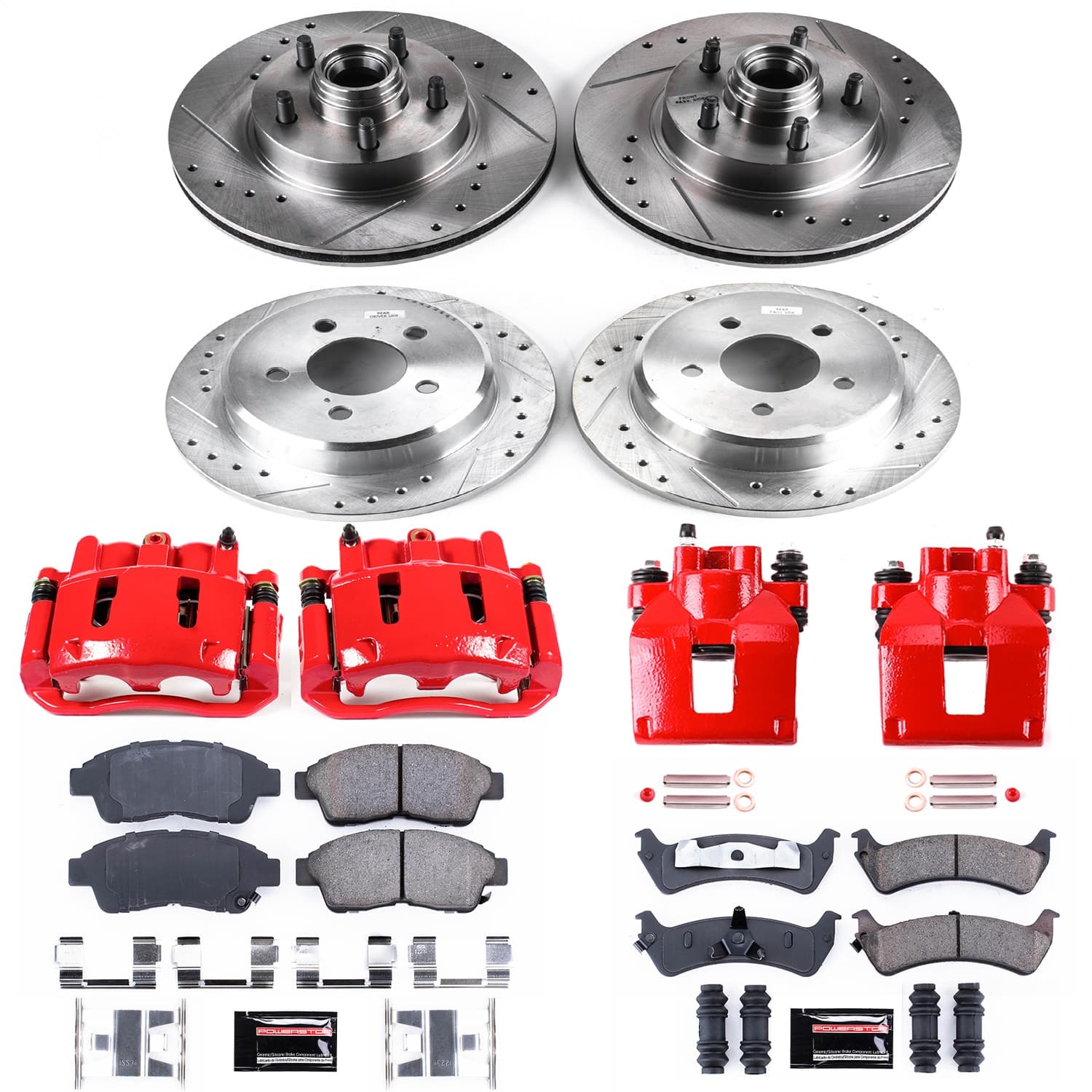 Power Stop - KC1855 - Front and Rear - Disc Brake Pad/Caliper and Rotor Kit image 1