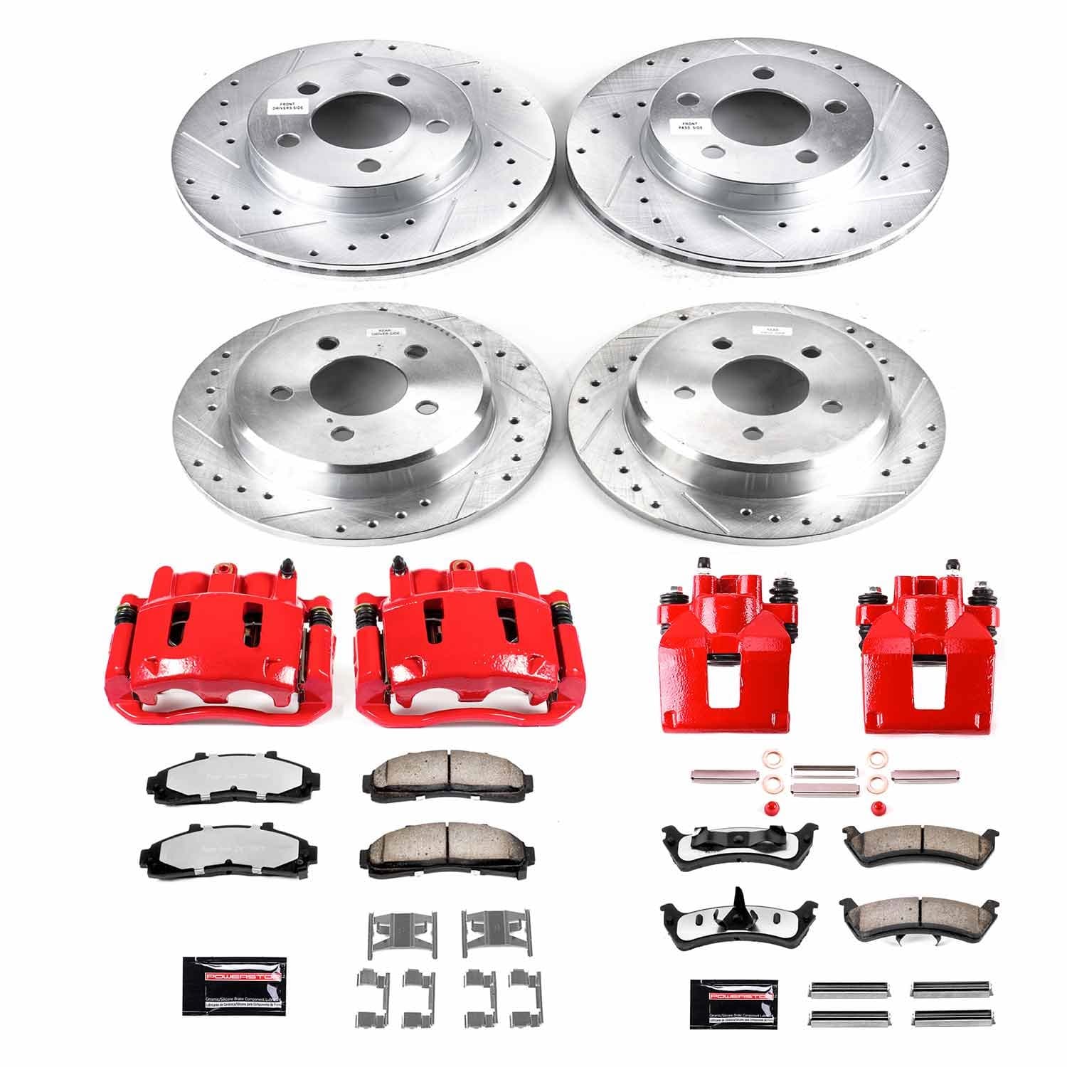 Power Stop - KC1861-36 - Front and Rear - Disc Brake Pad/Caliper and Rotor Kit image 1
