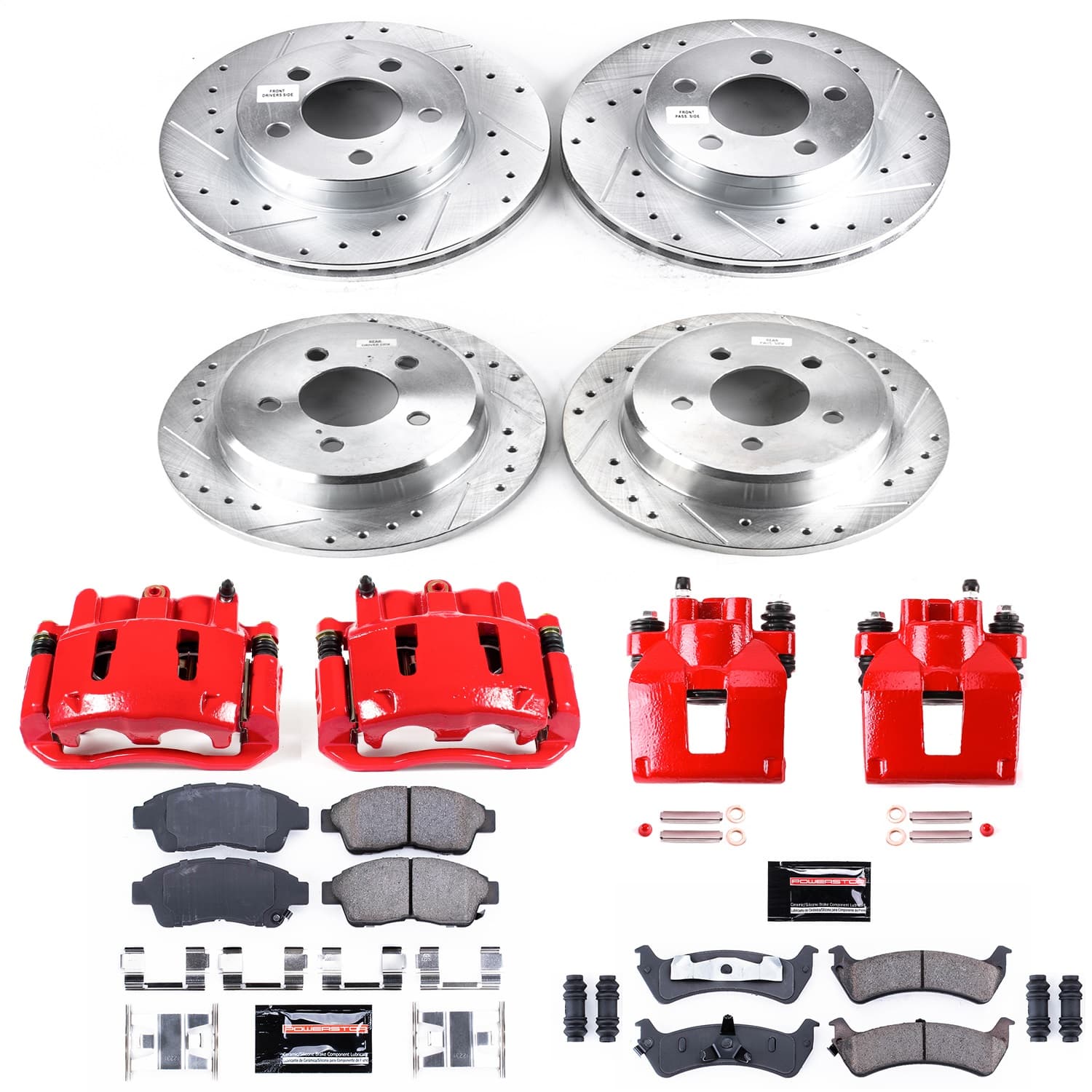 Power Stop - KC1861 - Front and Rear - Disc Brake Pad/Caliper and Rotor Kit image 1