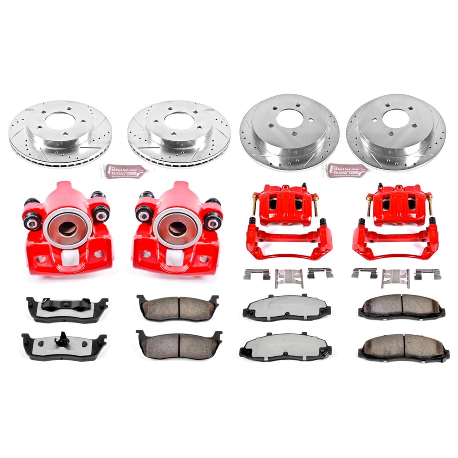 Power Stop - KC1868-36 - Front and Rear - Disc Brake Pad/Caliper and Rotor Kit image 1