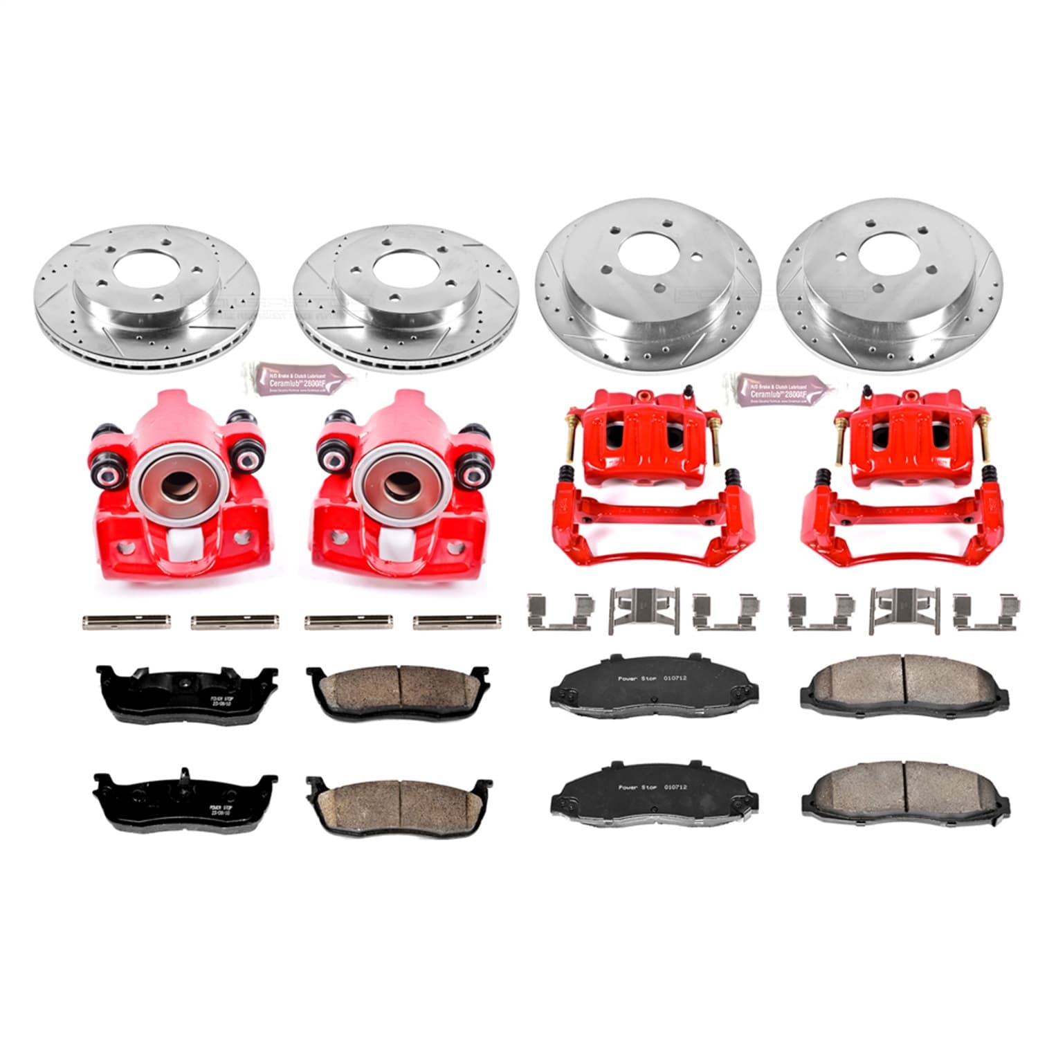 Power Stop - KC1868 - Front and Rear - Disc Brake Pad/Caliper and Rotor Kit image 1