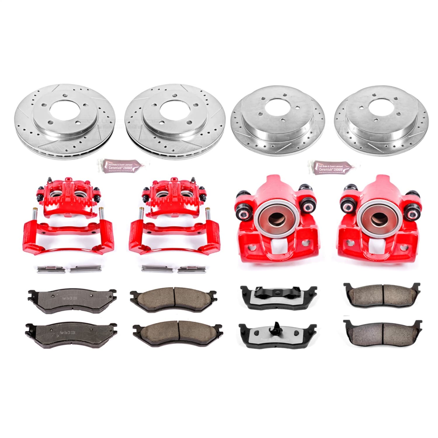 Power Stop - KC1870-36 - Front and Rear - Disc Brake Pad/Caliper and Rotor Kit image 1