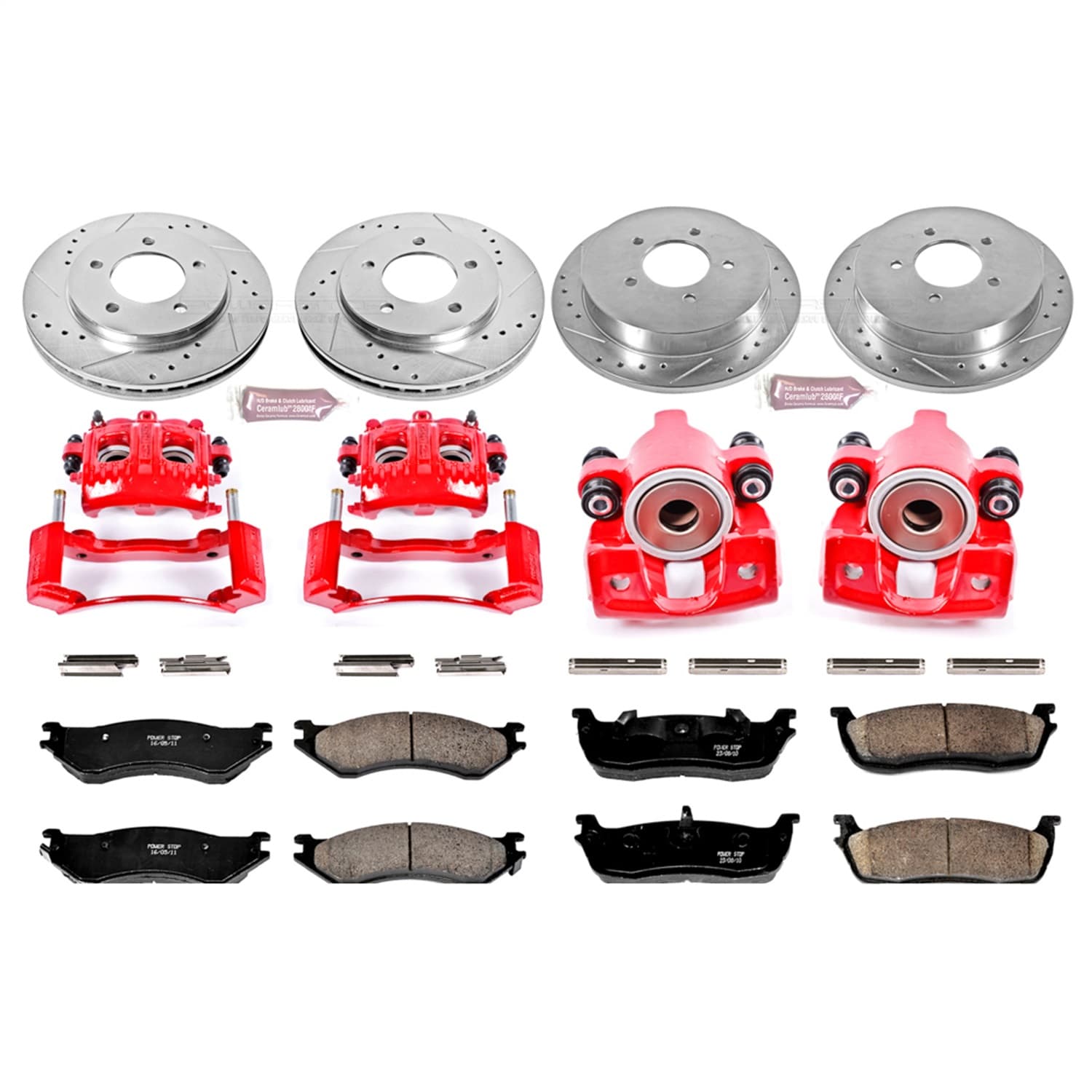 Power Stop - KC1870 - Front and Rear - Disc Brake Pad/Caliper and Rotor Kit image 1