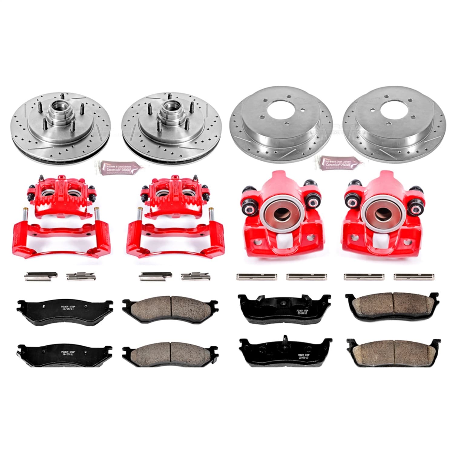 Power Stop - KC1880 - Front and Rear - Disc Brake Pad/Caliper and Rotor Kit image 1
