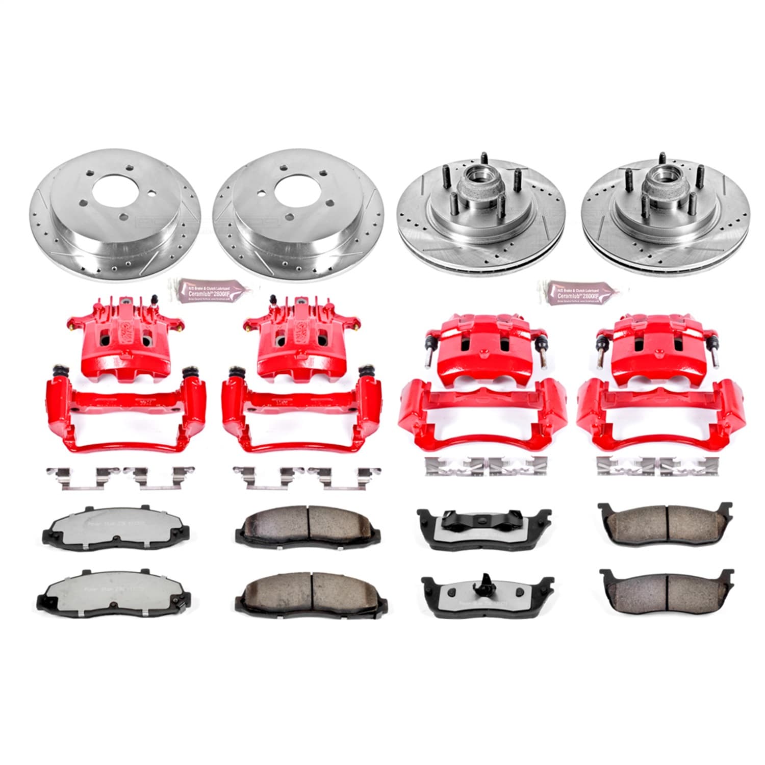 Power Stop - KC1915-36 - Front and Rear - Disc Brake Pad/Caliper and Rotor Kit image 1