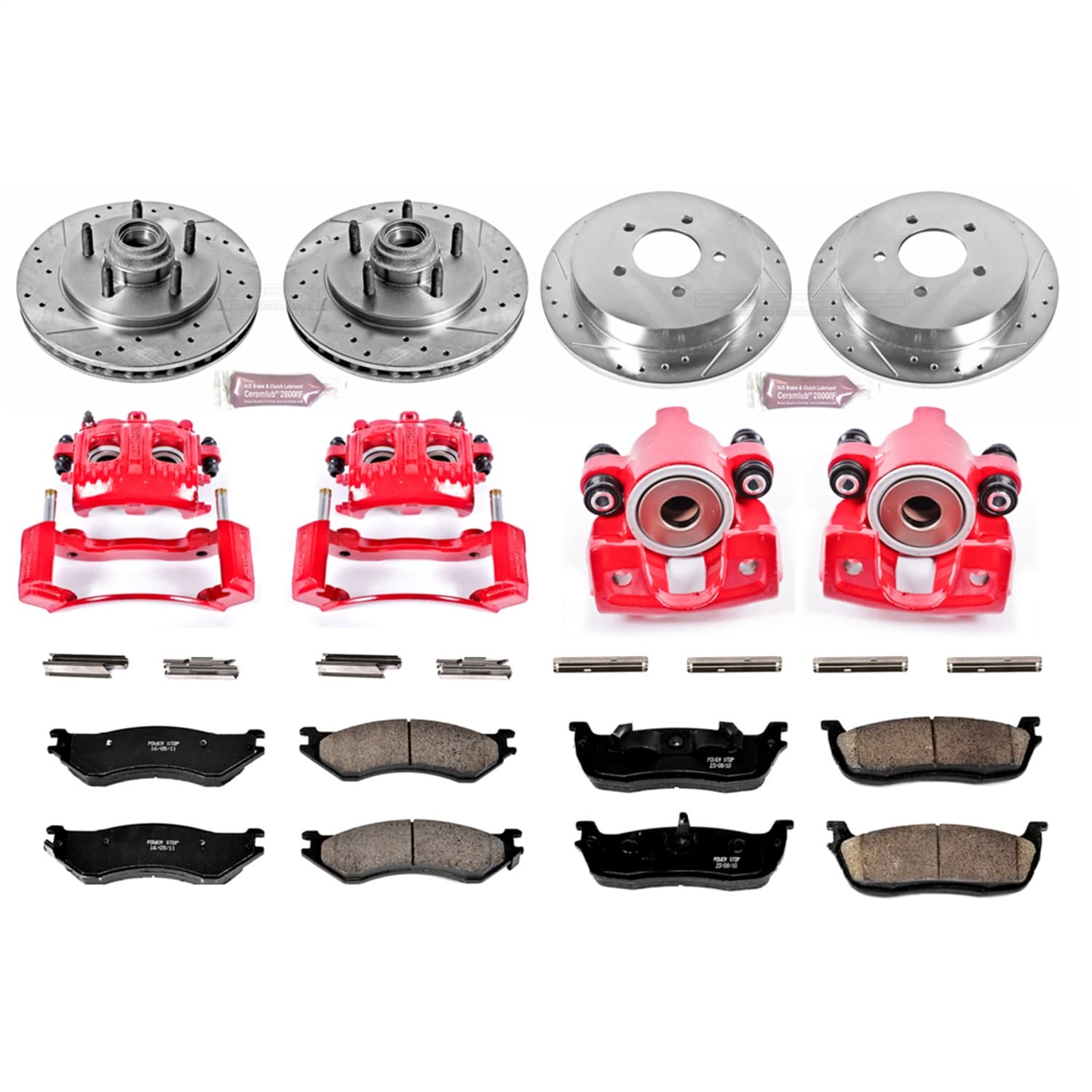 Power Stop - KC1919 - Front and Rear - Disc Brake Pad/Caliper and Rotor Kit image 1