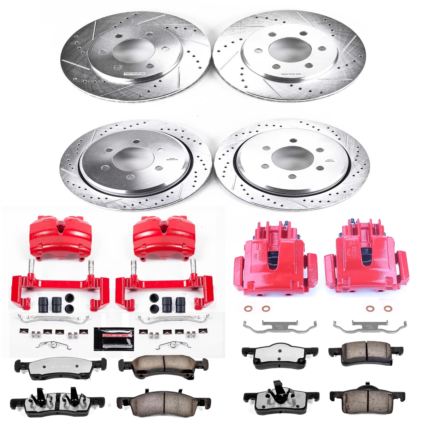 Power Stop - KC1934-36 - Front and Rear - Disc Brake Pad/Caliper and Rotor Kit image 1