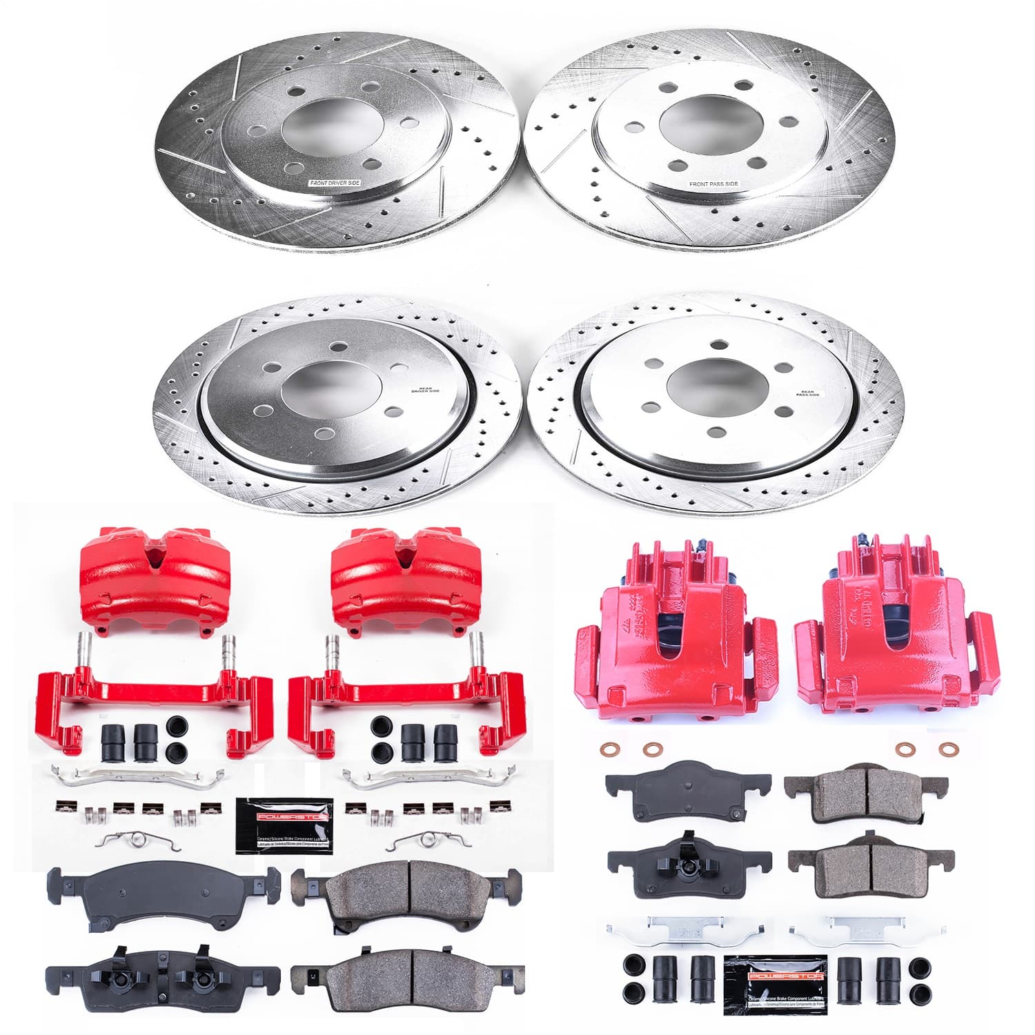 Power Stop - KC1934 - Front and Rear - Disc Brake Pad/Caliper and Rotor Kit image 1
