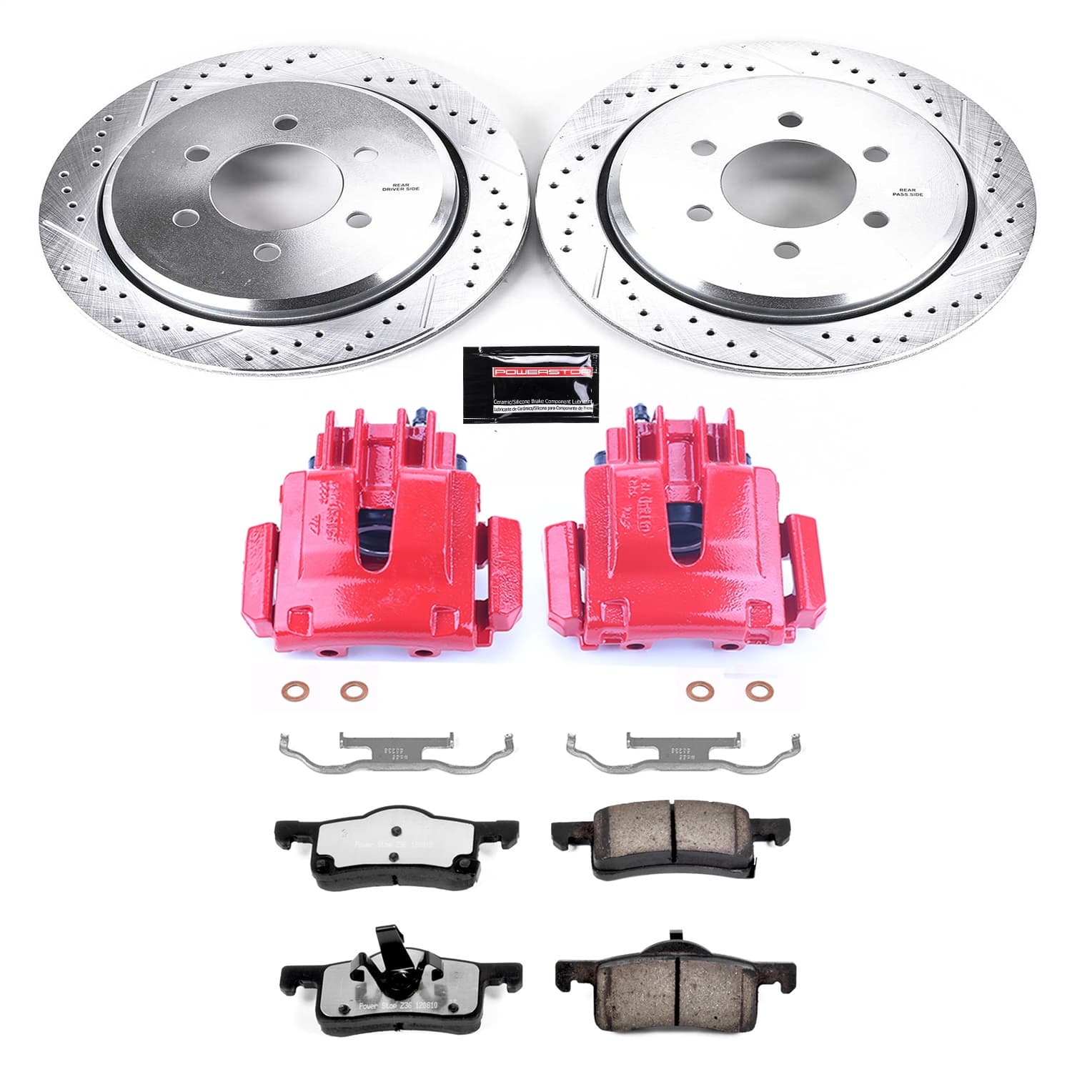 Power Stop - KC1935-36 - Rear - Disc Brake Pad/Caliper and Rotor Kit image 1
