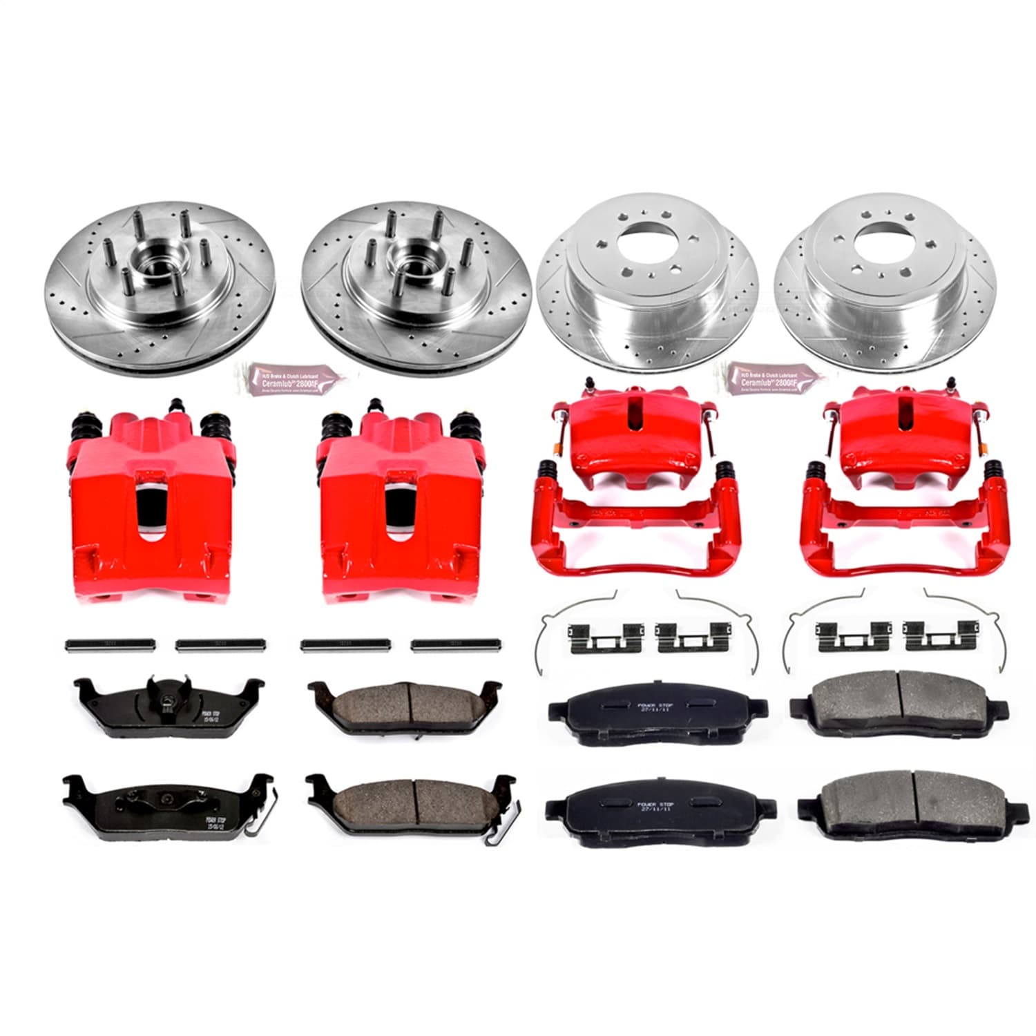 Power Stop - KC1940A - Front and Rear - Disc Brake Pad/Caliper and Rotor Kit image 1