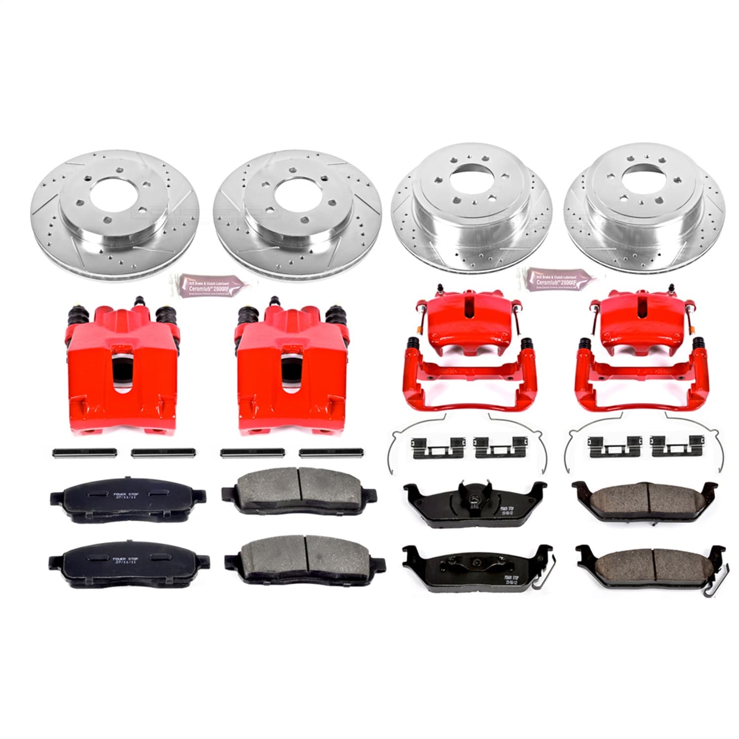Power Stop - KC1944A - Front and Rear - Disc Brake Pad/Caliper and Rotor Kit image 1