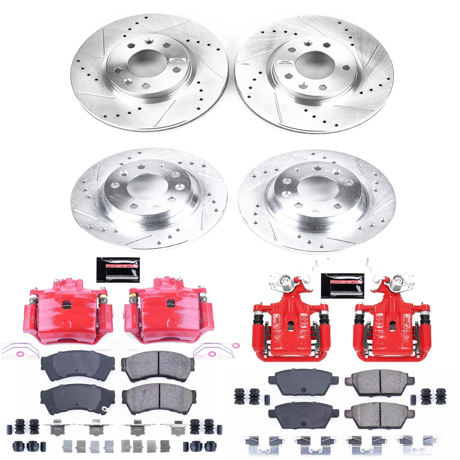 Power Stop - KC200 - Front and Rear - Disc Brake Pad/Caliper and Rotor Kit image 1