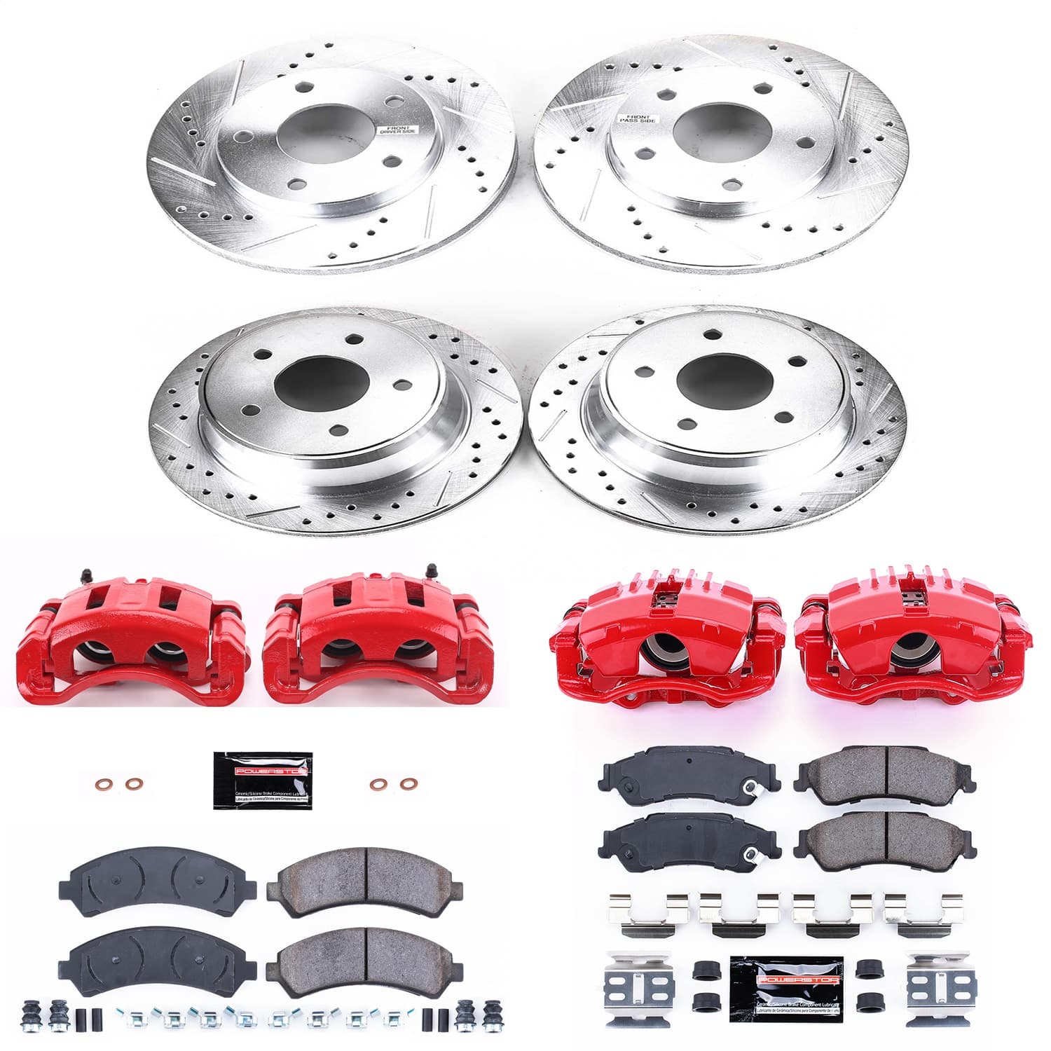 Power Stop - KC2005 - Front and Rear - Disc Brake Pad/Caliper and Rotor Kit image 1