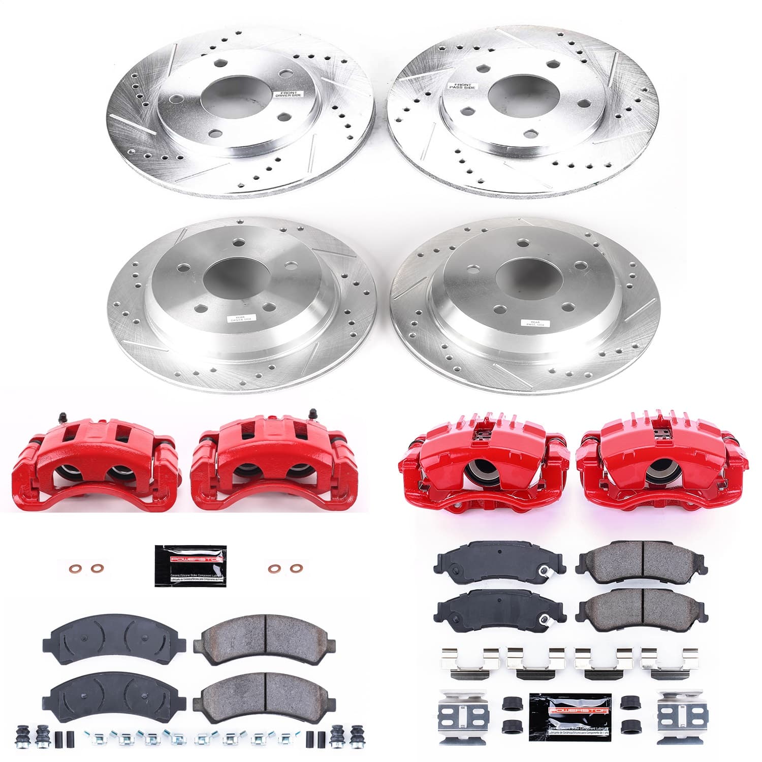 Power Stop - KC2006 - Front and Rear - Disc Brake Pad/Caliper and Rotor Kit image 1