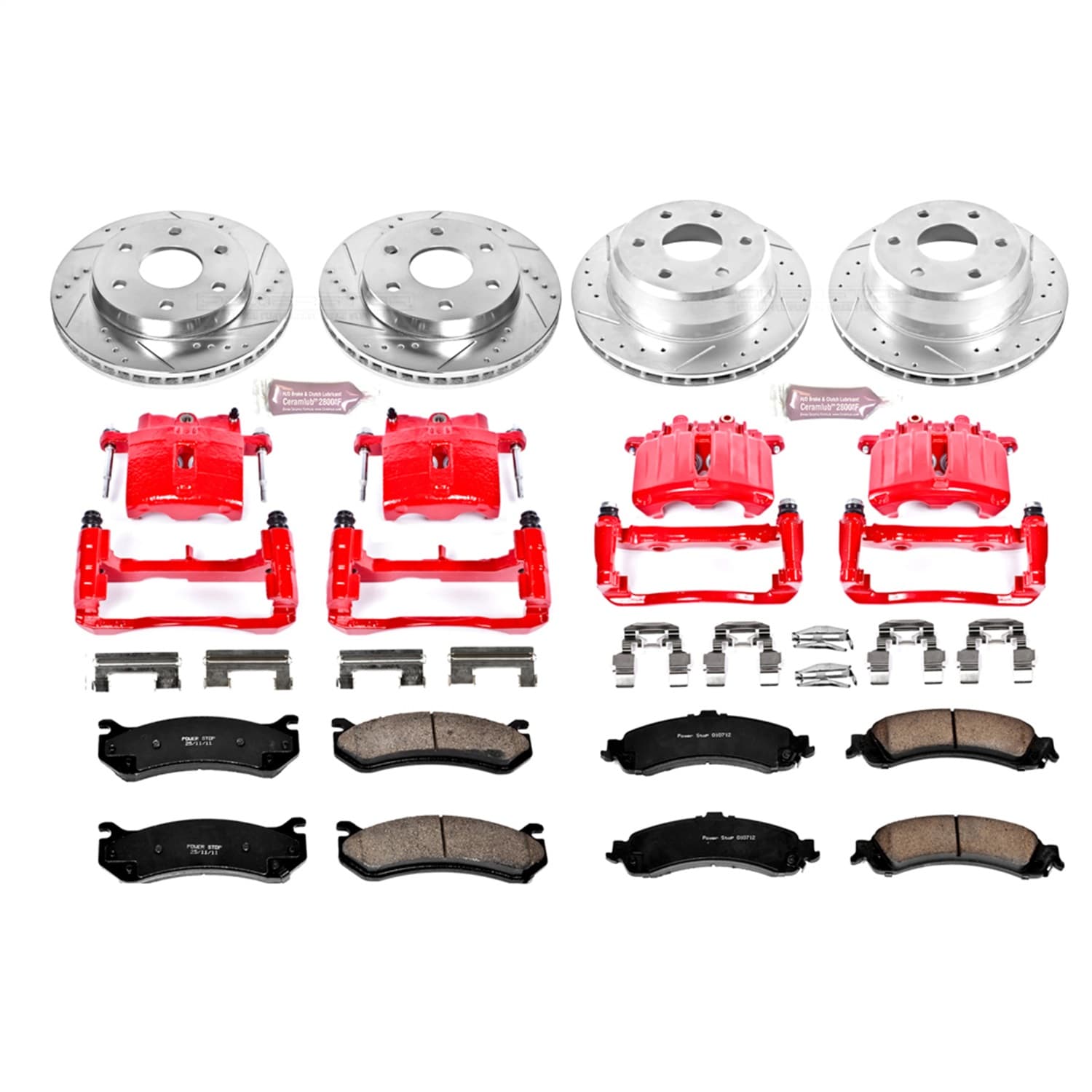 Power Stop - KC2015 - Front and Rear - Disc Brake Pad/Caliper and Rotor Kit image 1