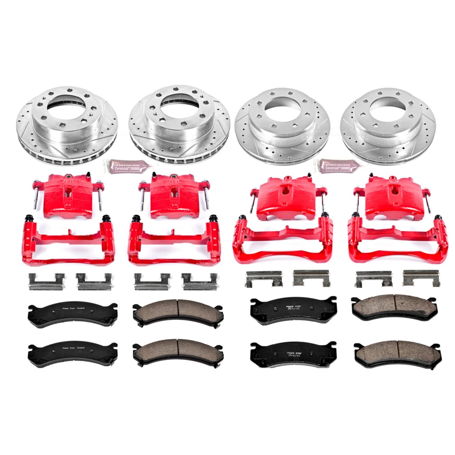 Power Stop - KC2023A - Front and Rear - Disc Brake Pad/Caliper and Rotor Kit image 1